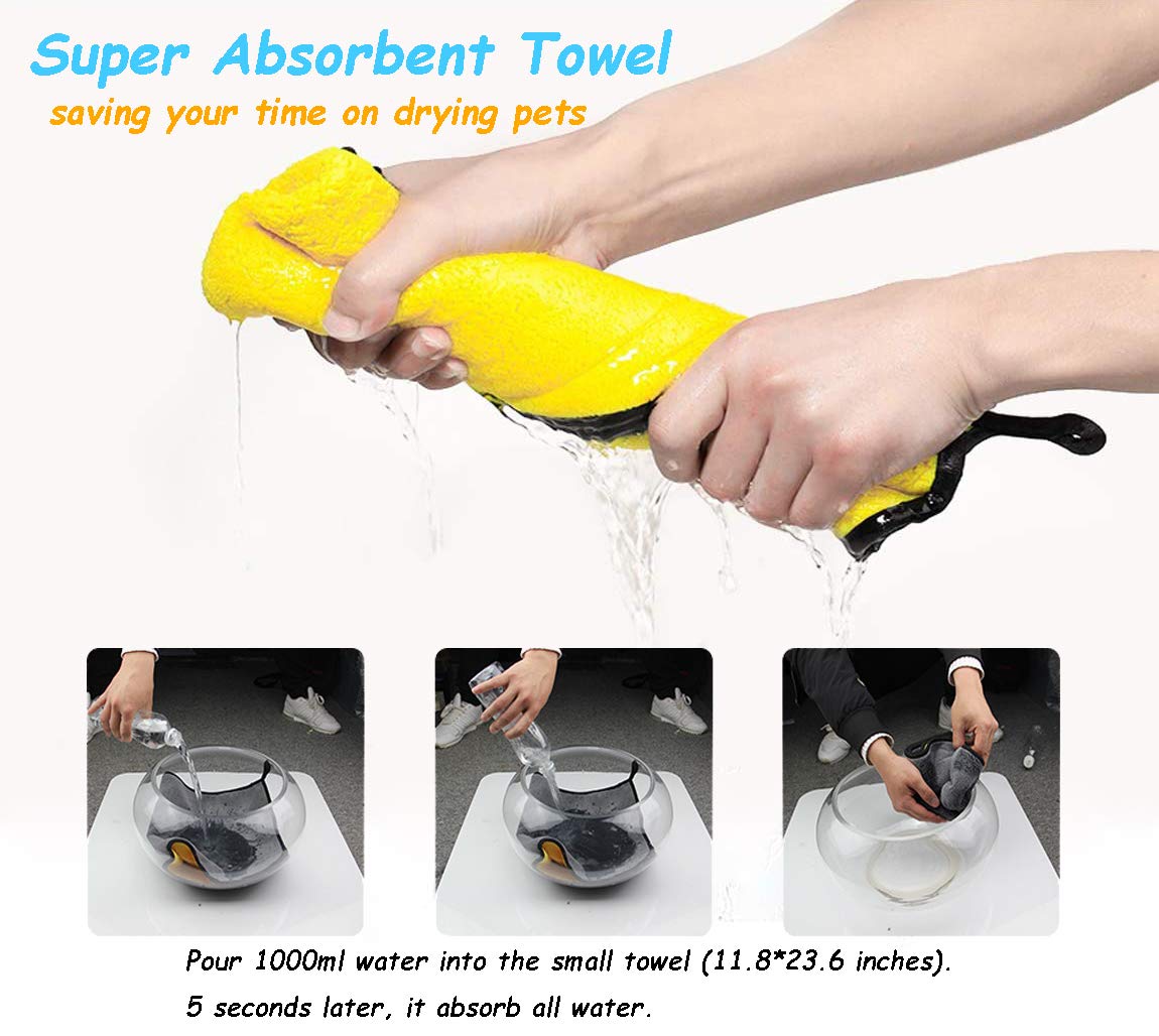 2 Pack Super Absorbent Microfiber Dog Towels - Quick Dry Pet Bath & Drying Towel for Small Dogs & Cats, 11.8
