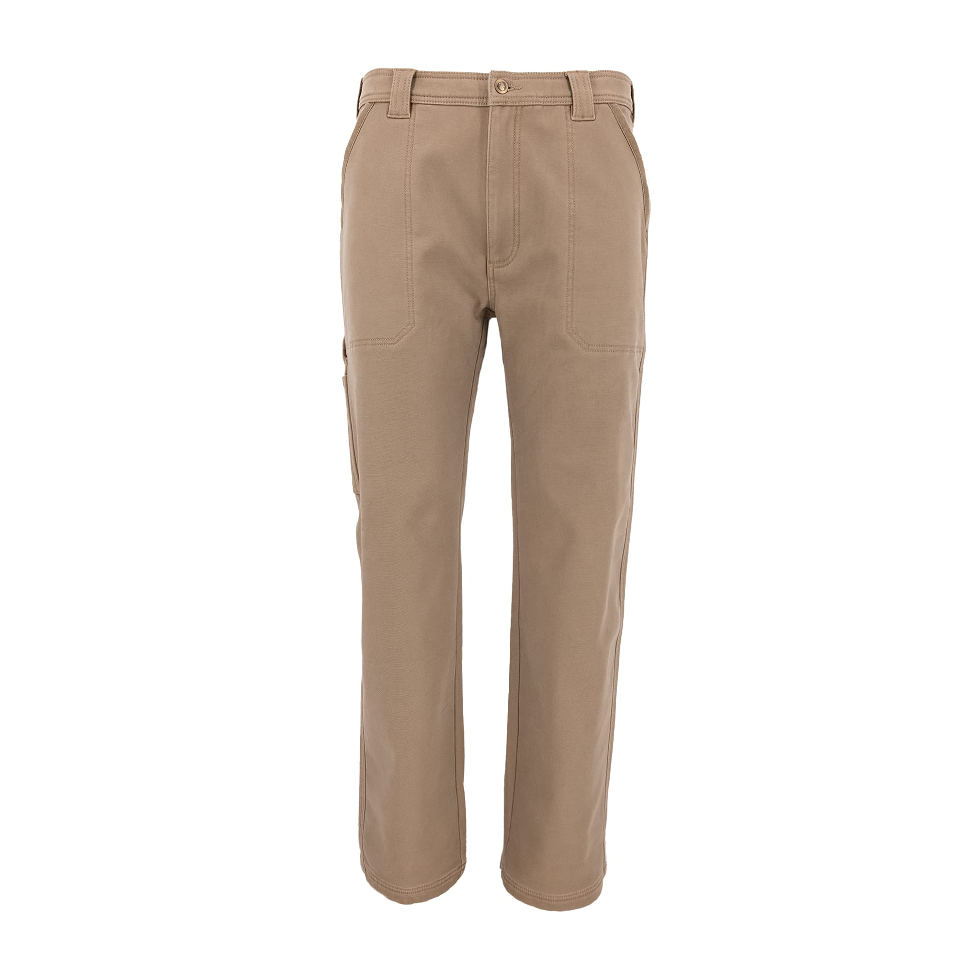 American Outdoorsman Fleece-Lined Canvas Work Pants with Herringbone Trim - Durable Winter Workwear for Hunting, Hiking & Outdoor Jobs