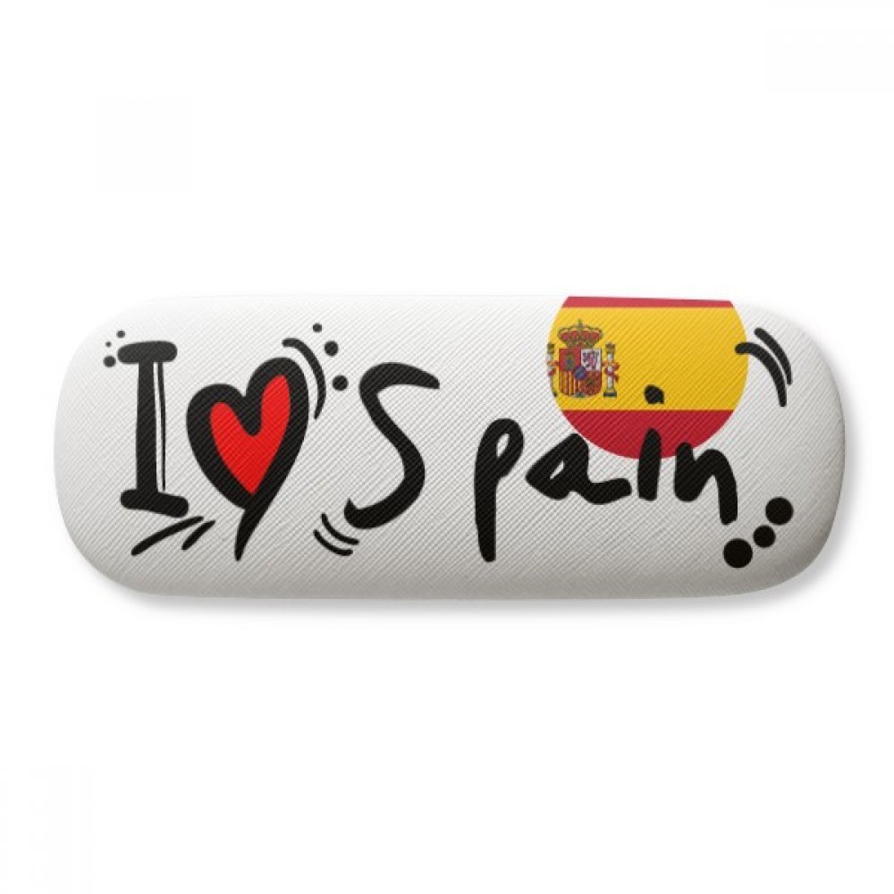 Spain Flag Heart Design Hard Shell Glasses Case - Durable Eyeglass Storage Box for Travel, Home & Office Use