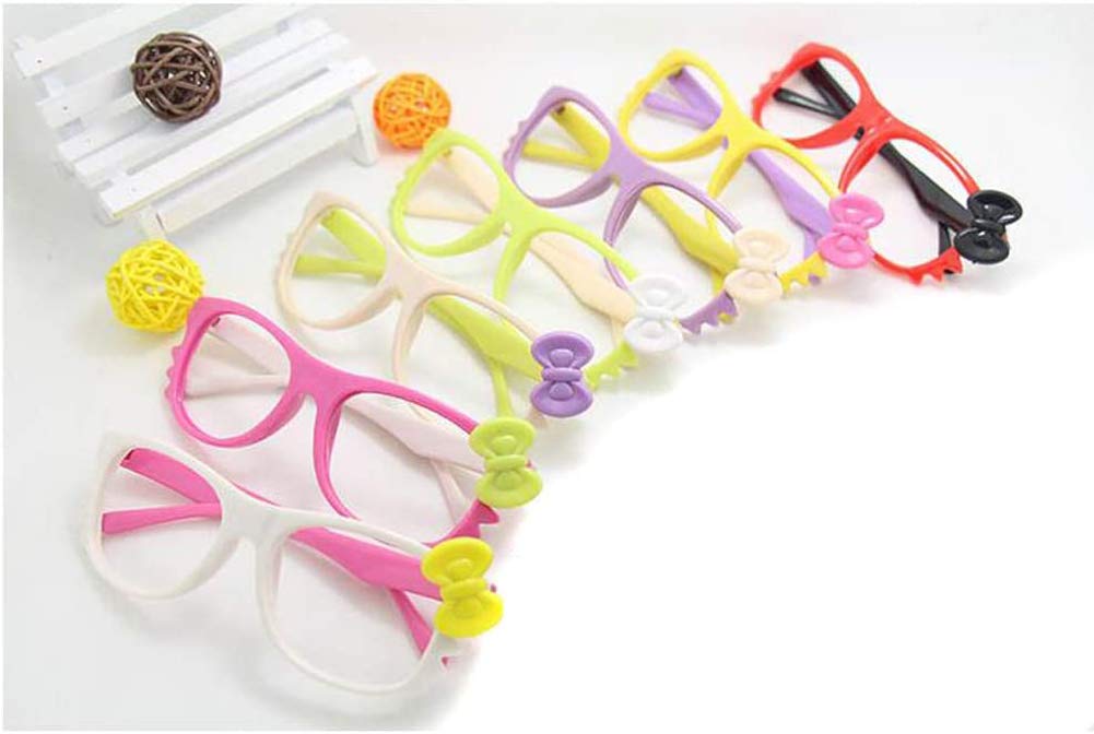 Fodattm 6-Pack Kids Cute Bowknot Glasses Frames - Lens-Free Nerdy Retro Style for Halloween, Costume Parties & Dress-Up Play