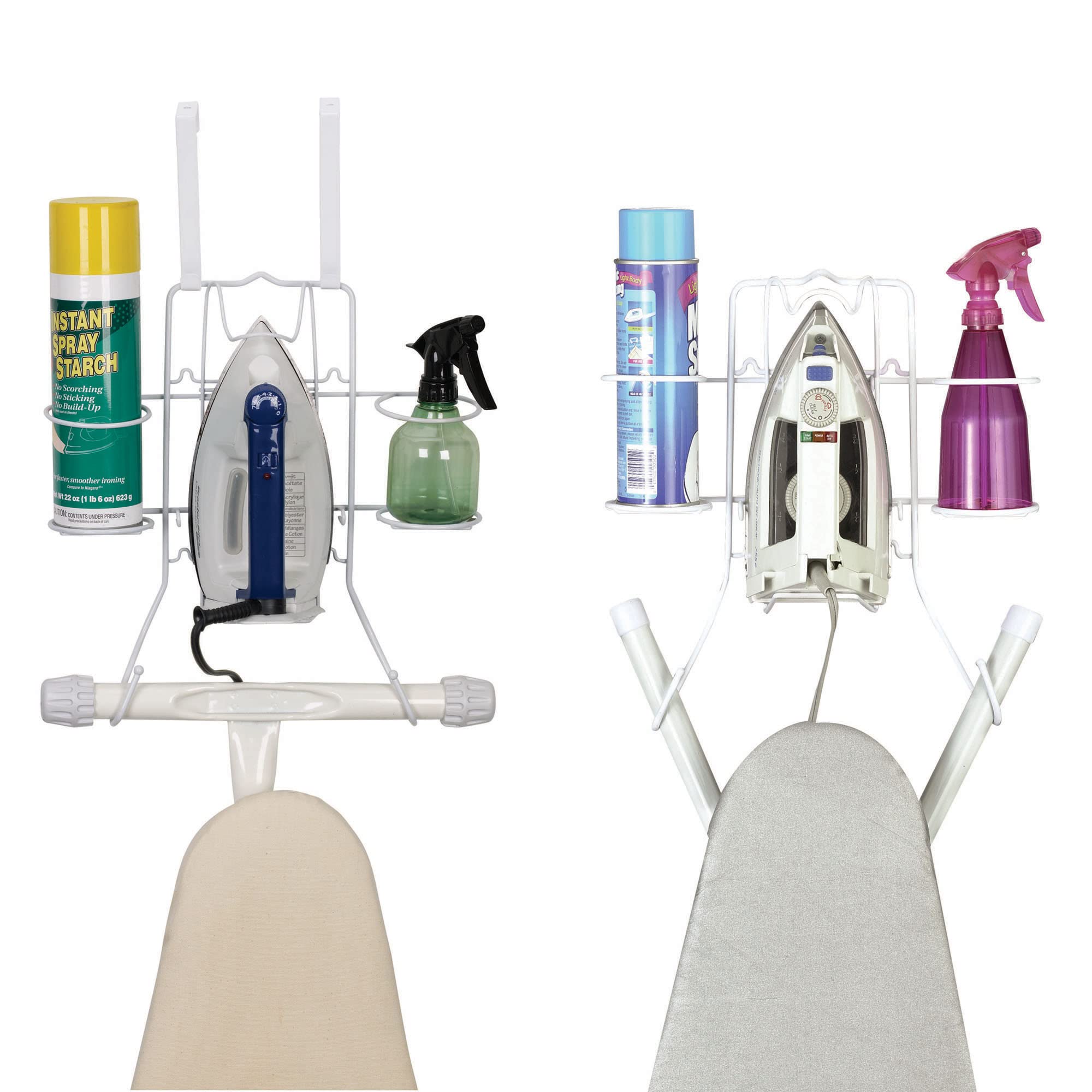 White Deluxe Over-The-Door Ironing Board Holder - Space Saving Laundry Room Organizer for Home & Apartment - Perfect for Small Spaces & Closet Storage