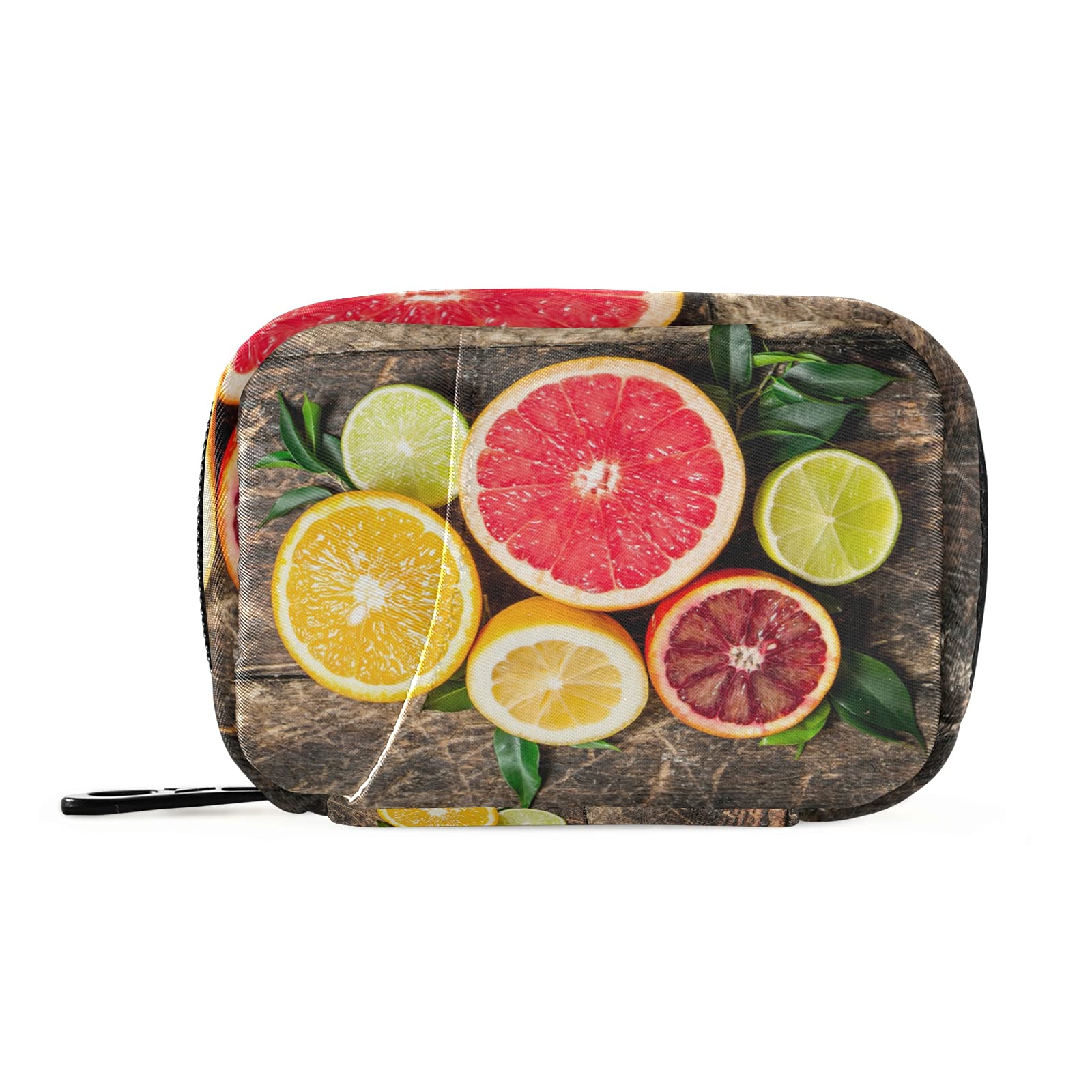 Lemon Orange Grapefruit Weekly Pill Organizer Case - Zipper & Velcro Closure Pill Box Bag for Travel, Business, Hotel, Camping & Home Storage | Perfect for Medication, Vitamins & Daily Supplements
