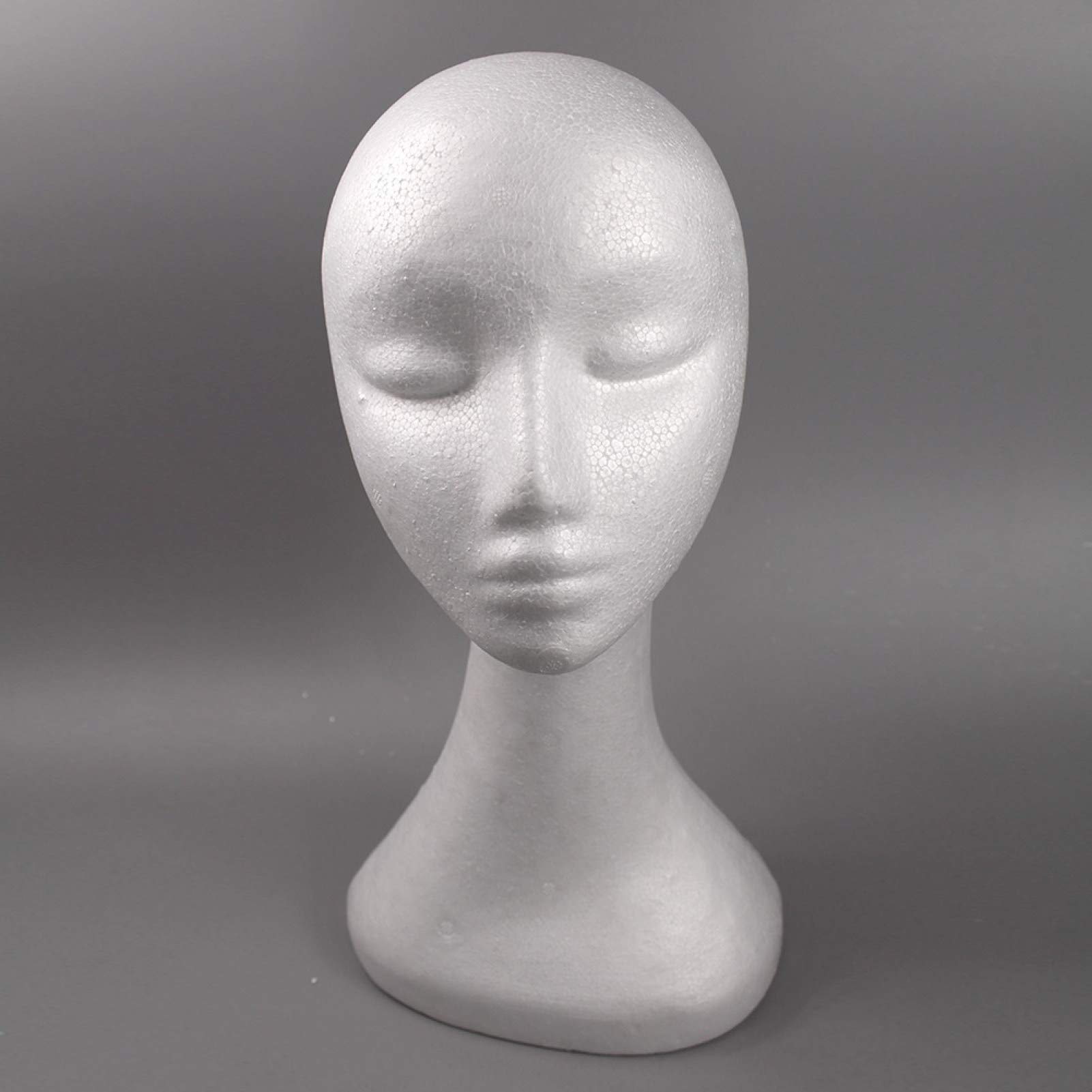 Styrofoam Wig Head - Female Mannequin Head for Wig Display, Jewelry, Headphones & Hat Storage - White - Perfect for Salon, Cosplay & Home Decor