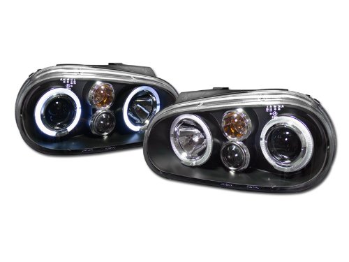 Black Housing DRL Halo LED Projector Headlights with Turn Signal - High Performance Car Headlamps for Night Driving & Enhanced Visibility
