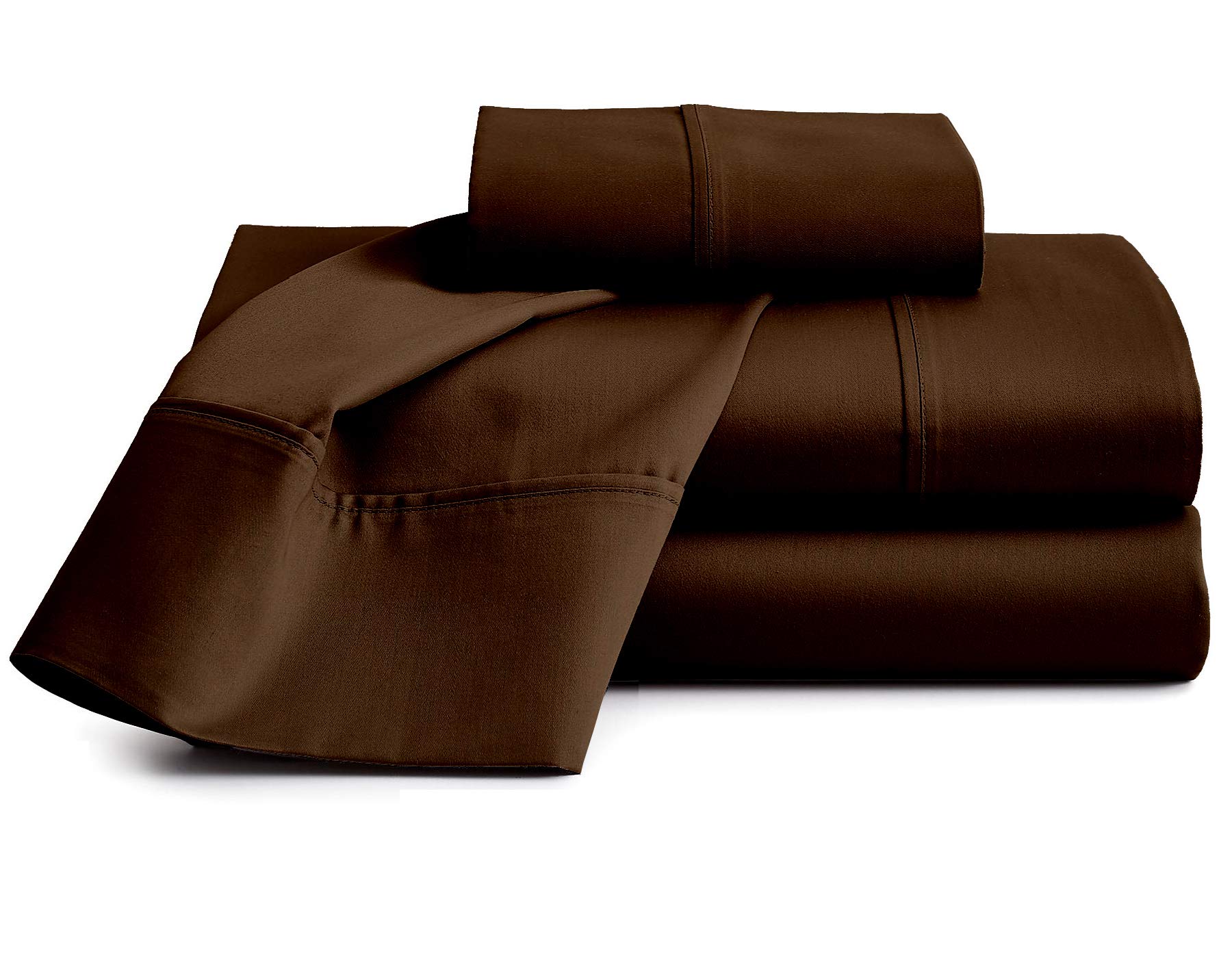 100% Organic Cotton Bed Sheets Set - 800 Thread Count Sateen Weave King Size Sheets with 10-Inch Deep Pockets - Chocolate Brown - Eco-Friendly & Hypoallergenic for Luxurious Comfort - Perfect for Master Bedroom, Guest Room, or Vacation Home