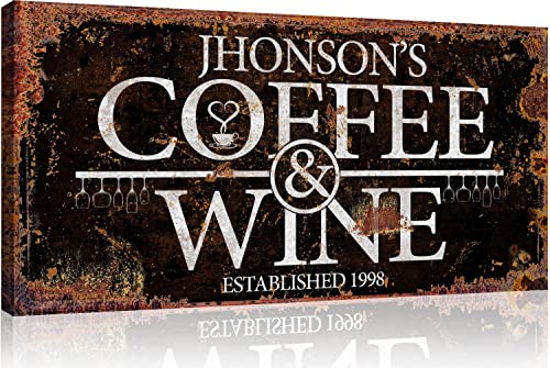 Personalized Dark Rustic Coffee & Wine with Glasses