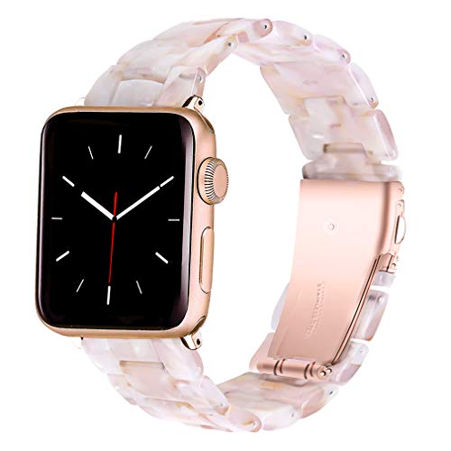 Premium Resin Apple Watch Band 38mm 40mm 42mm 44mm - Stylish Stainless Steel Buckle Replacement Strap for iWatch Series 8/7/6/5/4/SE - Perfect for Workouts, Office & Casual Wear (Men & Women)