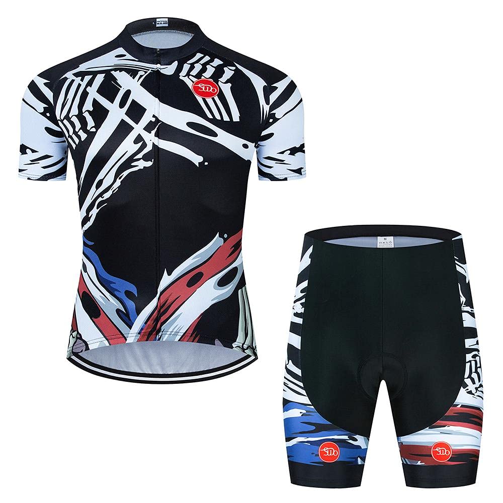 Men's Cycling Jersey Set - Short Sleeve Breathable Bike Shirt & Bib Shorts with 20D Padding for Road Biking | Perfect for Training, Racing & Outdoor Cycling