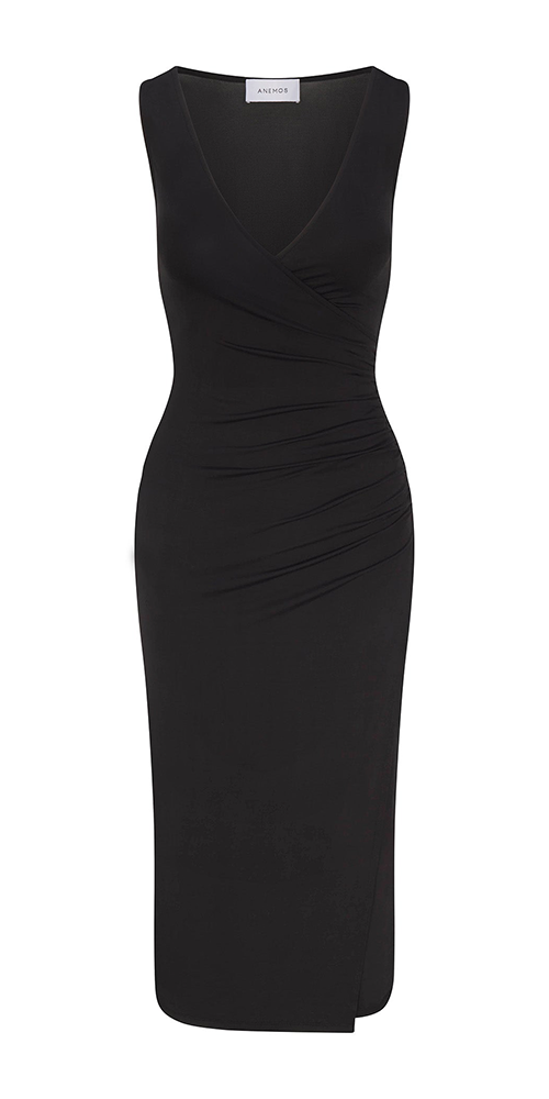 Elegant Draped Wrap Effect Midi Dress in Soft Cupro Jersey - Perfect for Casual Outings, Date Nights & Summer Events