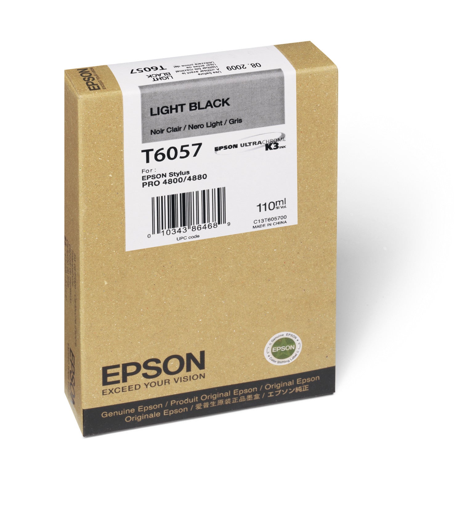 Epson T605700 4880/4800 Ultrachrome HDR Ink Light Black 110ml - High-Quality Printer Ink for Professional Photo Printing, Graphic Design & Fine Art Reproduction