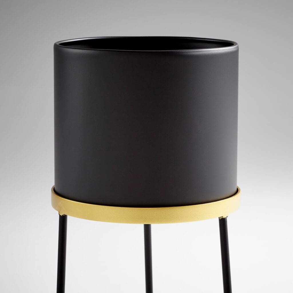 Cyan Design 11038 Liza Planter - Small Gold and Black Ceramic Flower Pot for Indoor Plants, Home Decor, Office Desk Decor - Perfect for Succulents, Herbs, and Small Houseplants