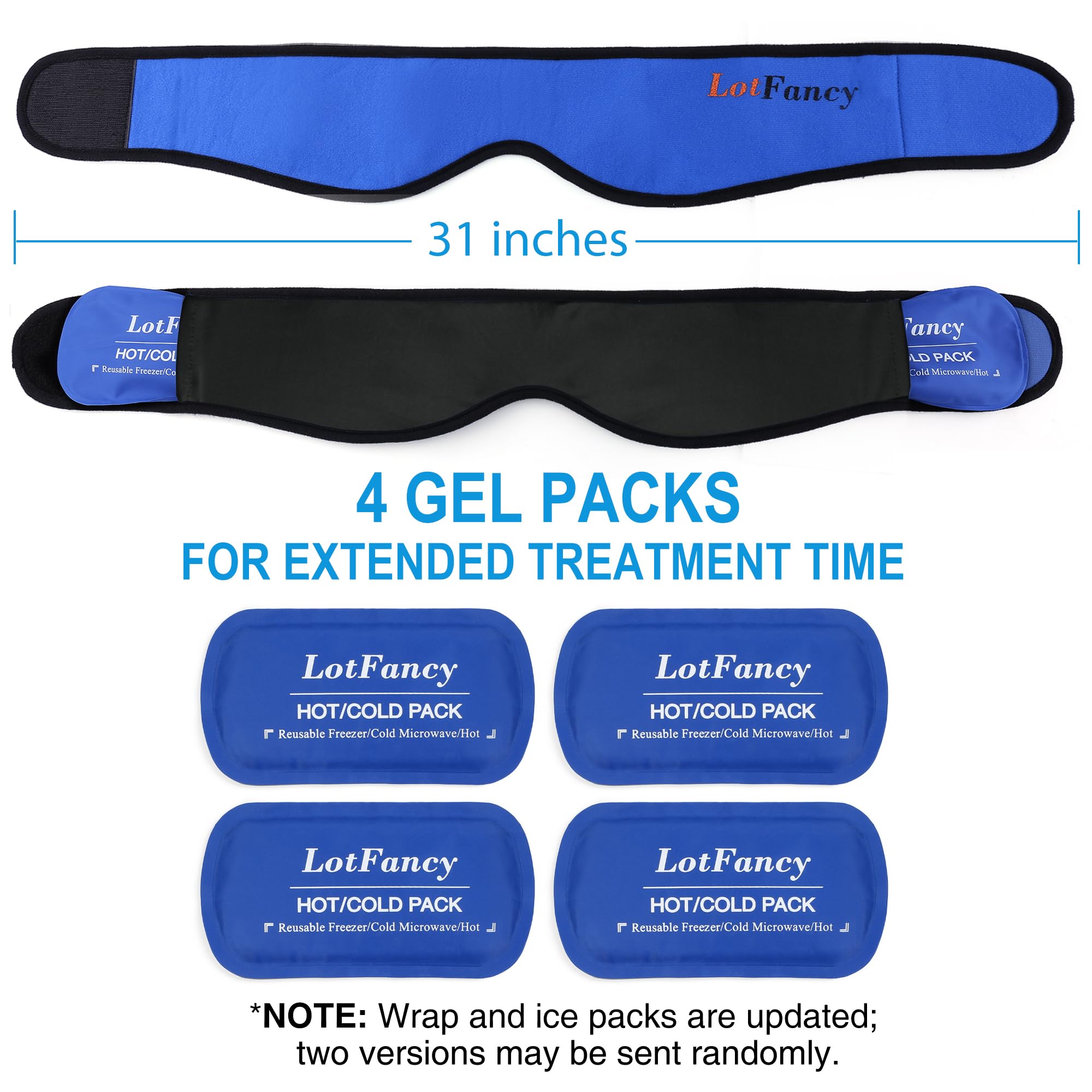 LotFancy Reusable Hot & Cold Therapy Face Wrap with 4 Gel Packs - TMJ Pain Relief, Wisdom Teeth Recovery, Headache & Facial Surgery Support (Blue) - Perfect for Post-Dental Implant Care & Migraine Relief