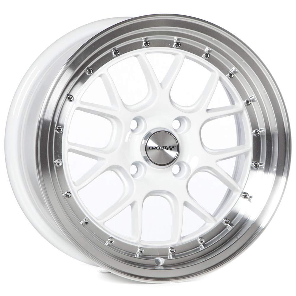 Circuit Performance CP27 15x7 Gloss White 4-100 [+35mm] Alloy Wheels Rims - Compatible with Acura Integra, Honda Civic, Mazda Miata - Perfect for Street Performance & Custom Car Upgrades