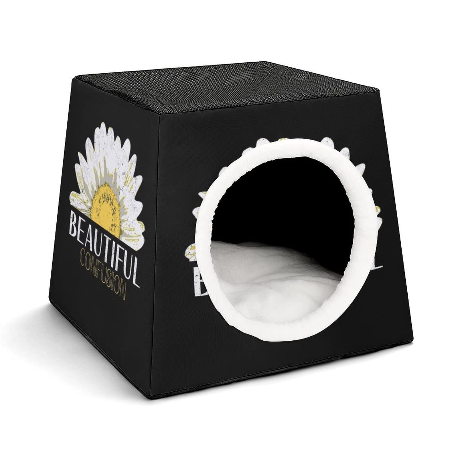 3-in-1 Cat House Bed & Sofa - Printed Cat Cube for Indoor/Outdoor Use - Sunflower Design Pet Shelter - Perfect for Home, Garden & Travel