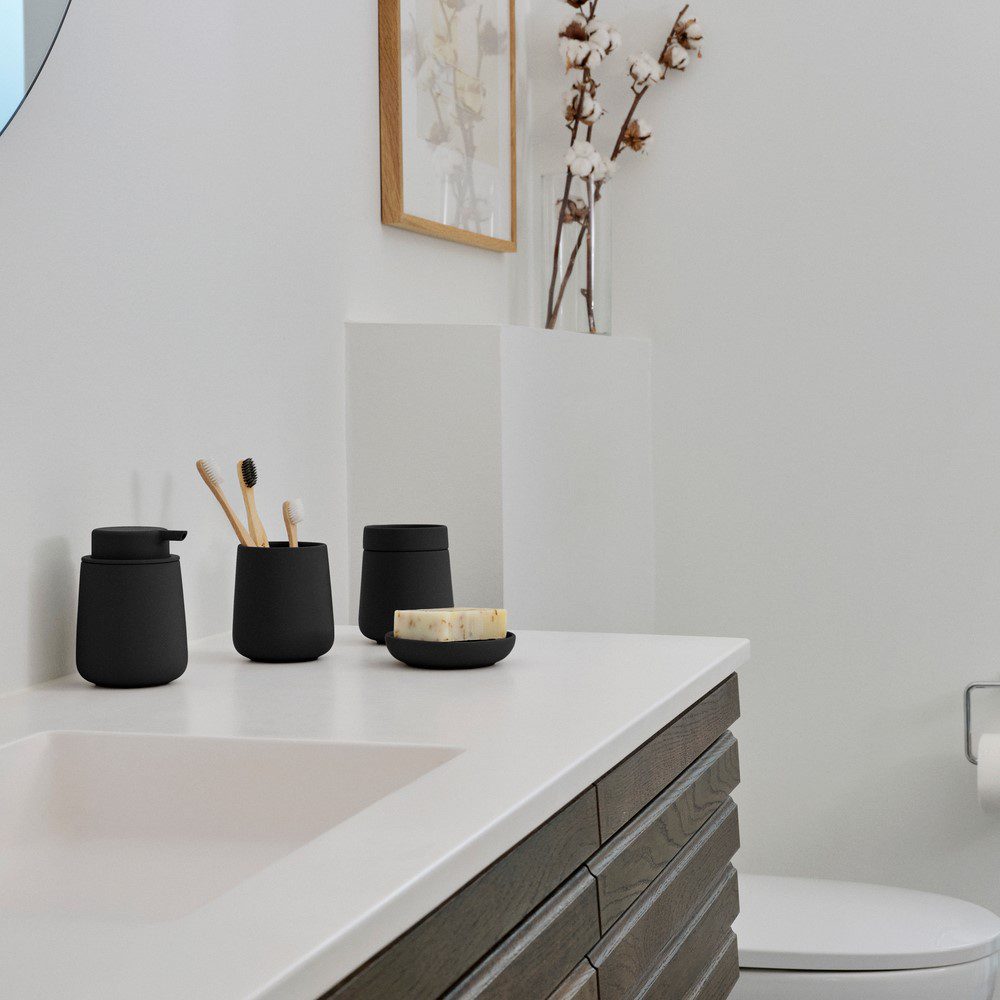 ZONE DENMARK Nova One Soap Dish - Modern Black Bathroom Soap Holder for Shower, Sink, and Countertop Organization