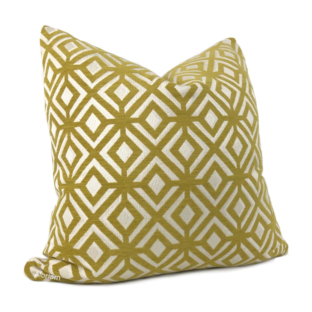 Madison Mustard Yellow Geometric Lattice Chenille Pillow Cover - Soft Decorative Throw Pillow Case for Sofa, Bed, Couch - Home Decor Accent for Living Room, Bedroom