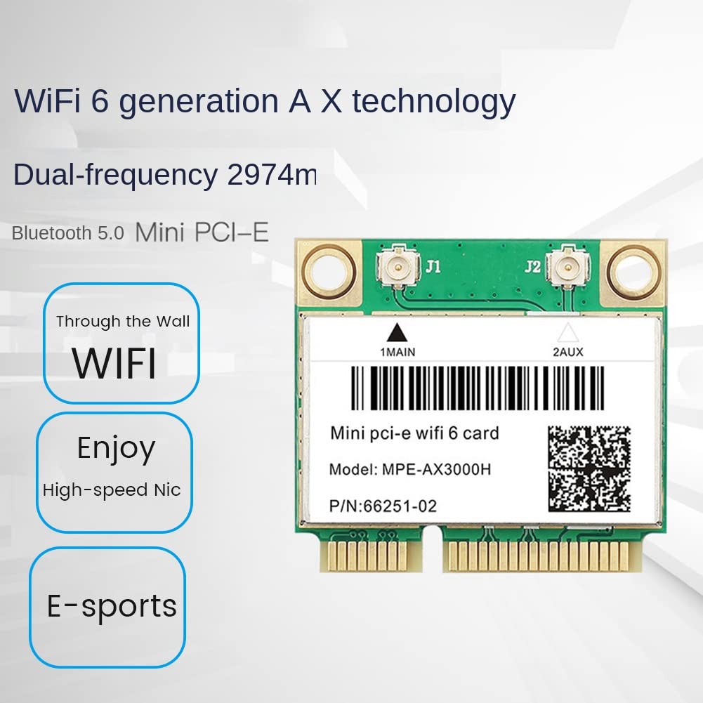 iFutniew WiFi 6E AX3000H Wireless Network Card - 3000Mbps Mini PCIE Adapter with BT 5.2, Green Plastic Design for Desktop/Laptop (Windows 10/11) - Perfect for Gaming, Streaming & High-Speed Internet Connectivity