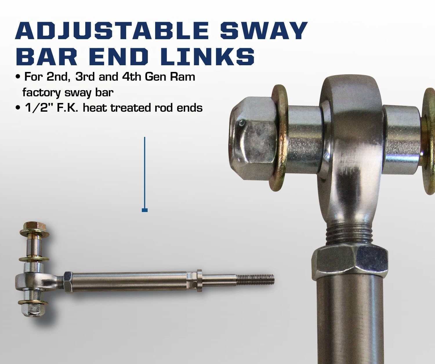 2003-2013 Dodge Ram 2500/3500 Heavy Duty Extended Sway Bar End Links Kit - Improves Off-Road Stability & Towing Performance