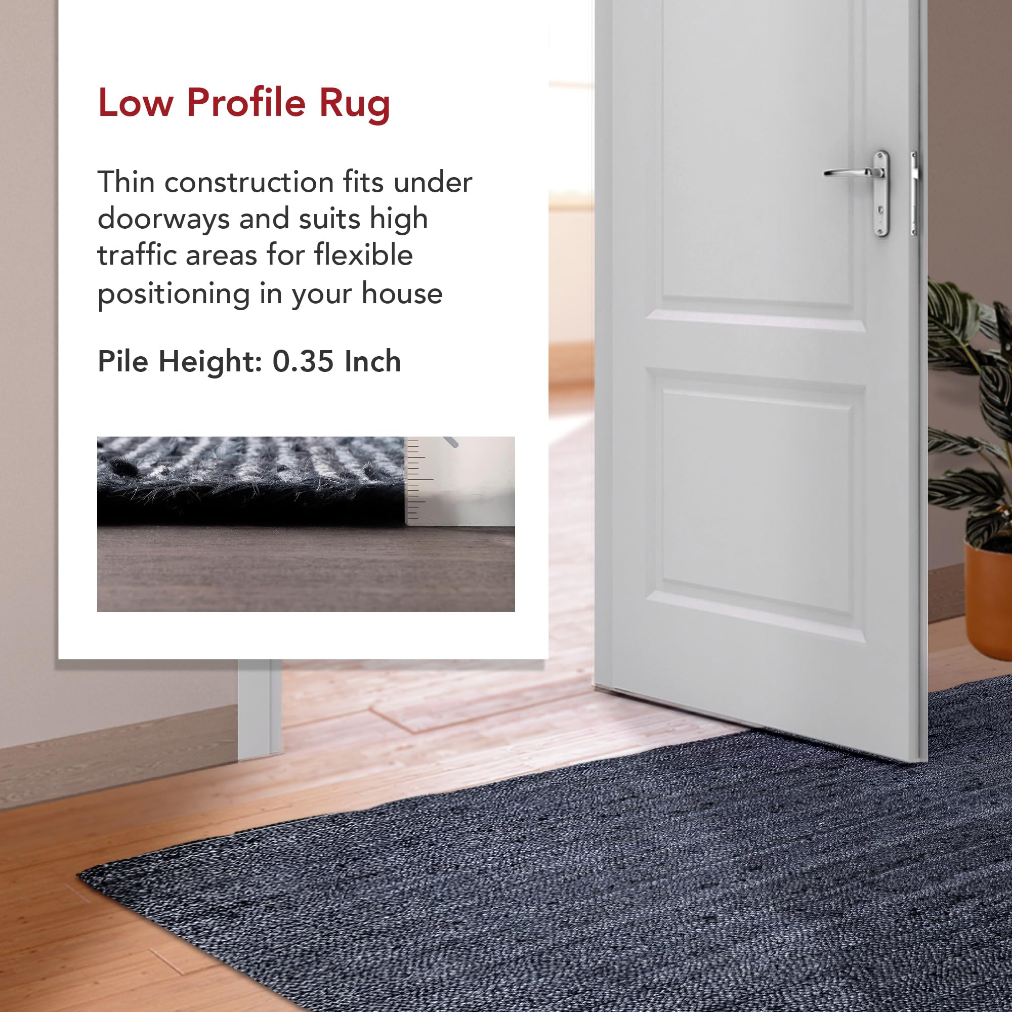 nuLOOM 5x8 Rigo Jute Hand Woven Area Rug - Navy Blue Solid Farmhouse Design | Natural Fiber Jute Rug for Bedroom, Living Room, Dining Room | Durable & Eco-Friendly Floor Mat for Hallway, Office, Kitchen & Entryway | Perfect for Boho, Coastal & Rustic Home Decor