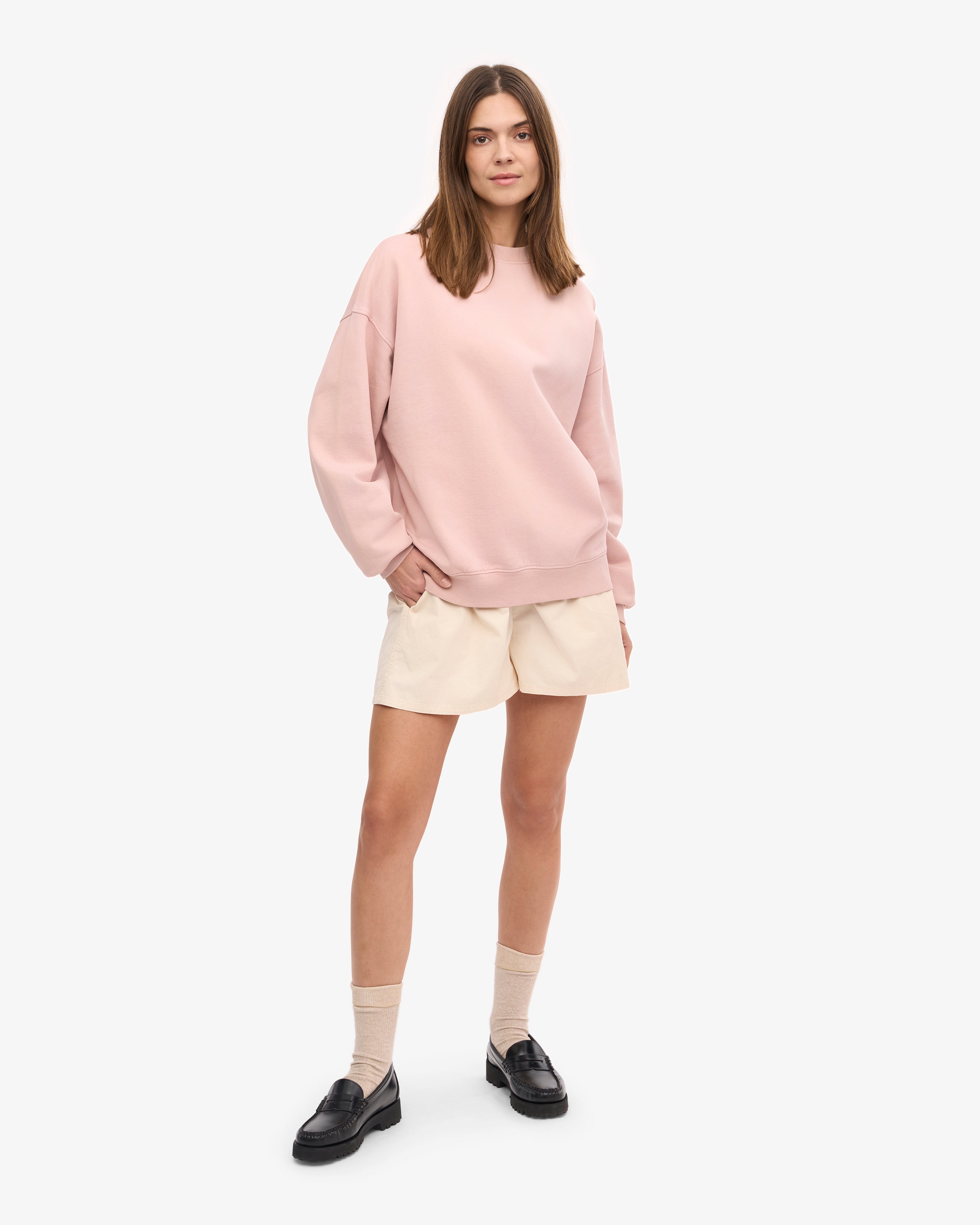 Organic Oversized Crewneck Sweatshirt - Faded Pink | Soft & Comfortable Unisex Pullover for Casual Wear, Lounge & Street Style