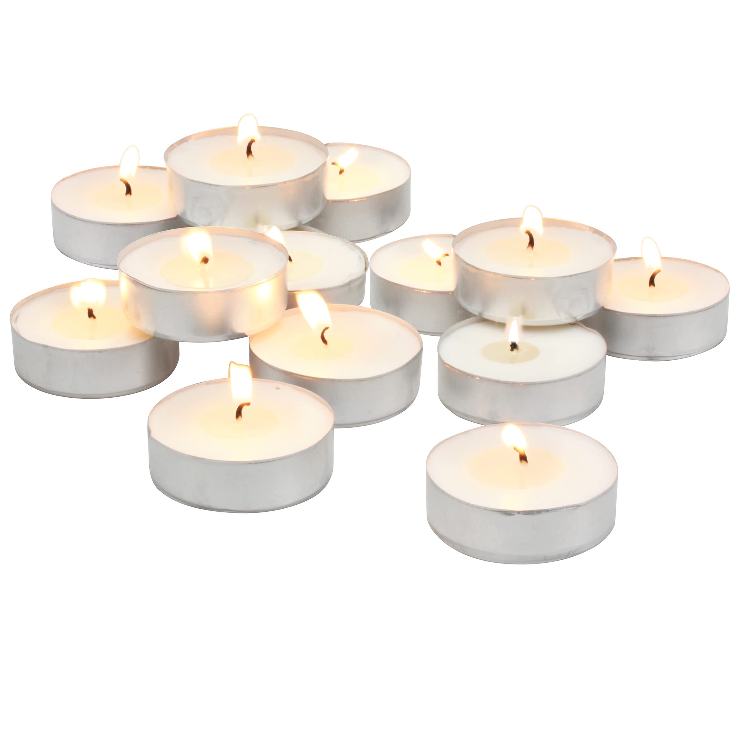 Stonebriar 20-Pack Unscented Large Tea Light Candles - 9 Hour Long Burn Time for Weddings, Parties, Home Decor & Relaxation