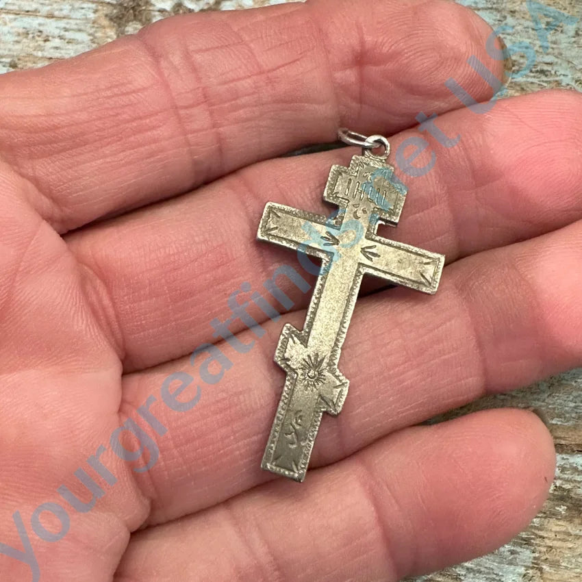 Vintage Sterling Silver Holy Cross Pendant - Antique Time-Worn Religious Jewelry - Perfect for Gifts, Baptism, First Communion & Everyday Faith-Based Wear