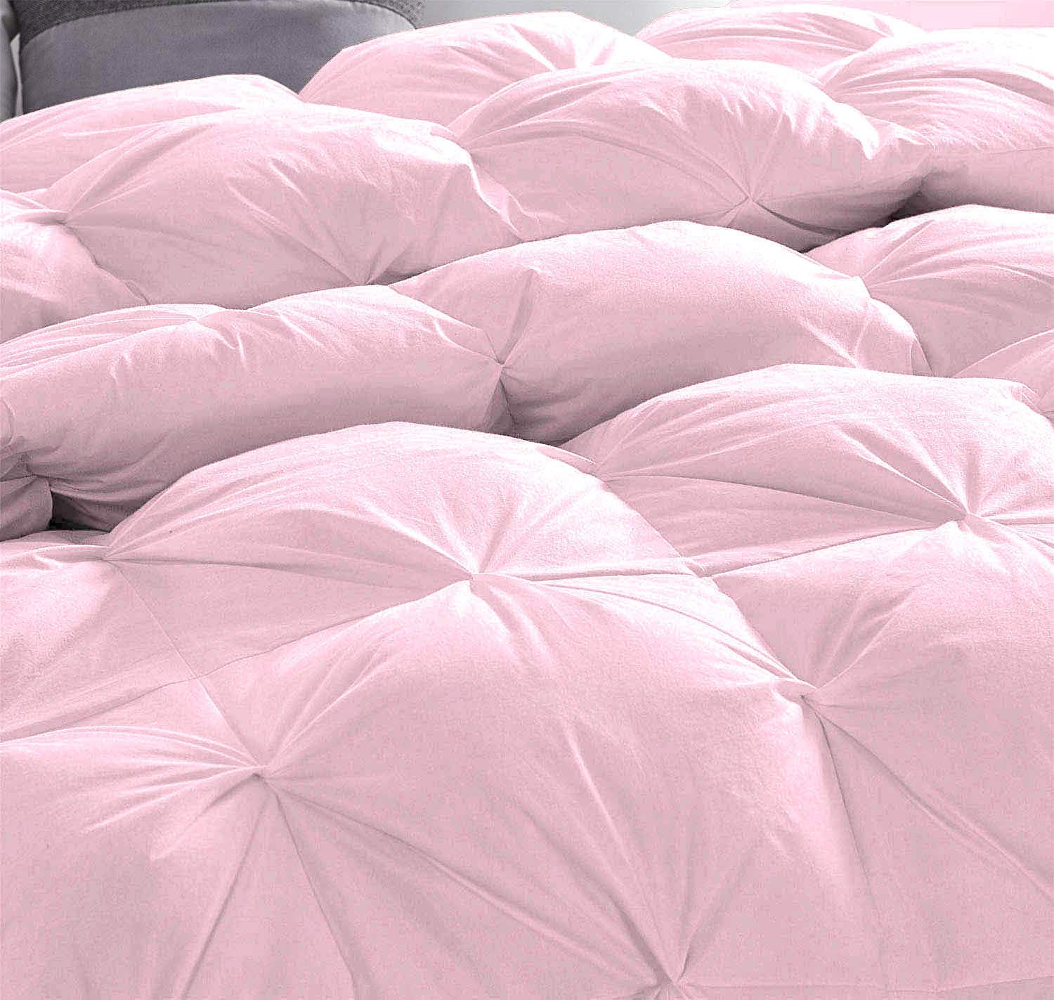 Premium 3-Piece Pinch Pleated Comforter Set - 800 Thread Count 100% Egyptian Cotton (Full/Queen, Baby Pink) | Ultra Soft 500 GSM Bedding for Luxury Bedroom Decor