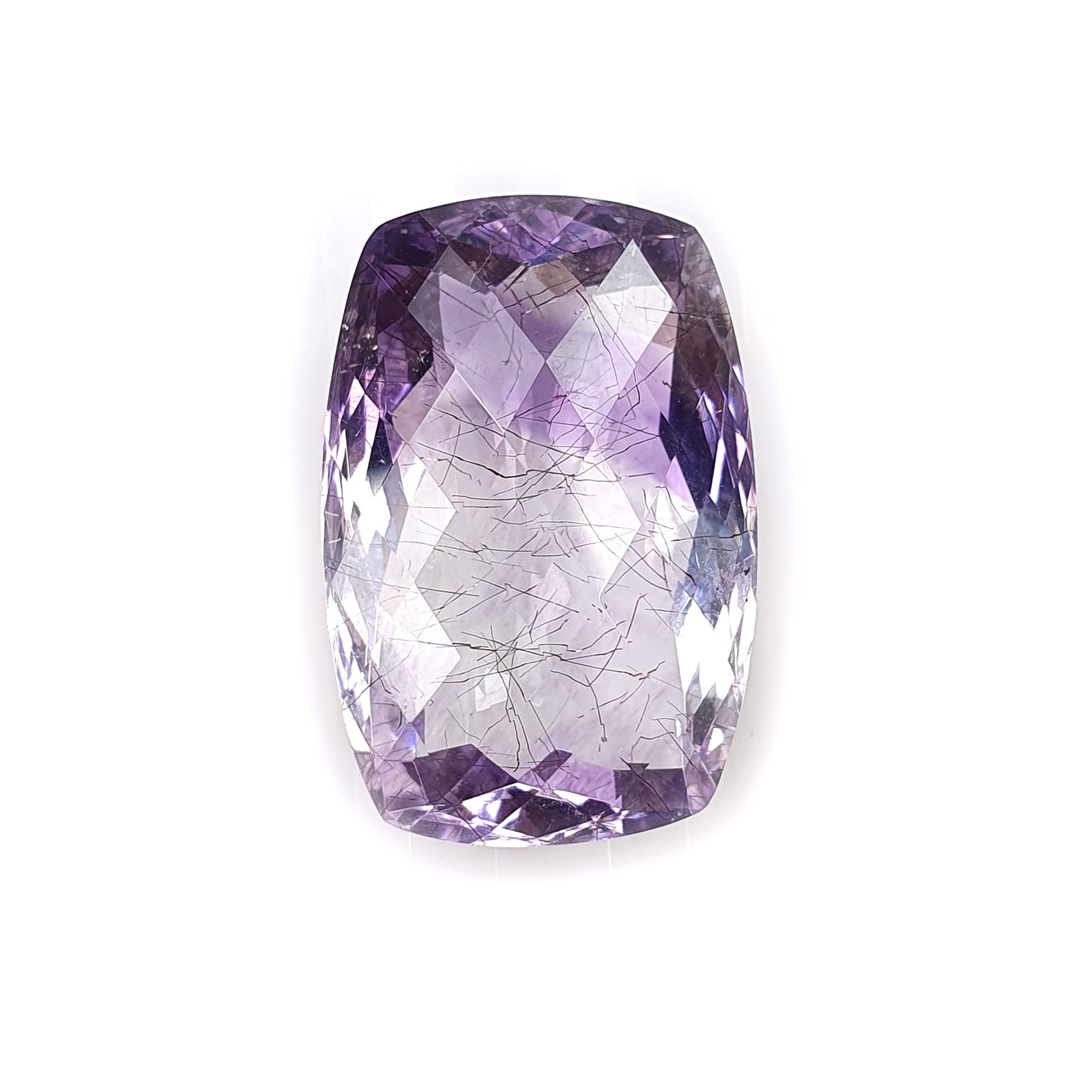 Natural Untreated Purple Rutile Amethyst Quartz Gemstone - 19.65cts Checker Cut Cushion Shape 14x21mm | Healing Crystal for Meditation, Jewelry Making & Energy Work (Video Included)