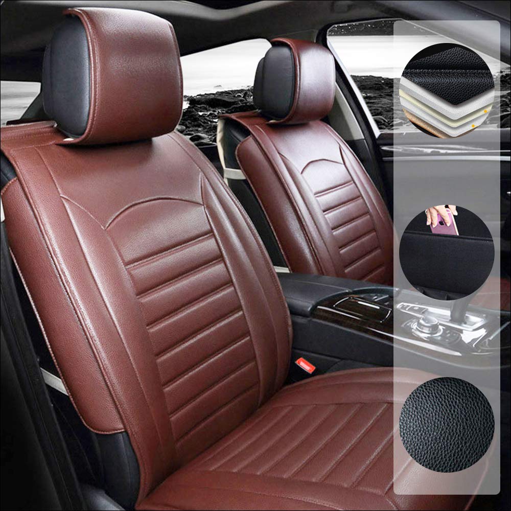 Premium PU Leather Car Seat Covers for Audi A3 A4 A4L A5 A6 A6L A7 A8 A8L - Waterproof 5-Piece Set (Front & Rear Seats) in Brown - Luxury Protection & Comfort for Daily Commutes & Road Trips
