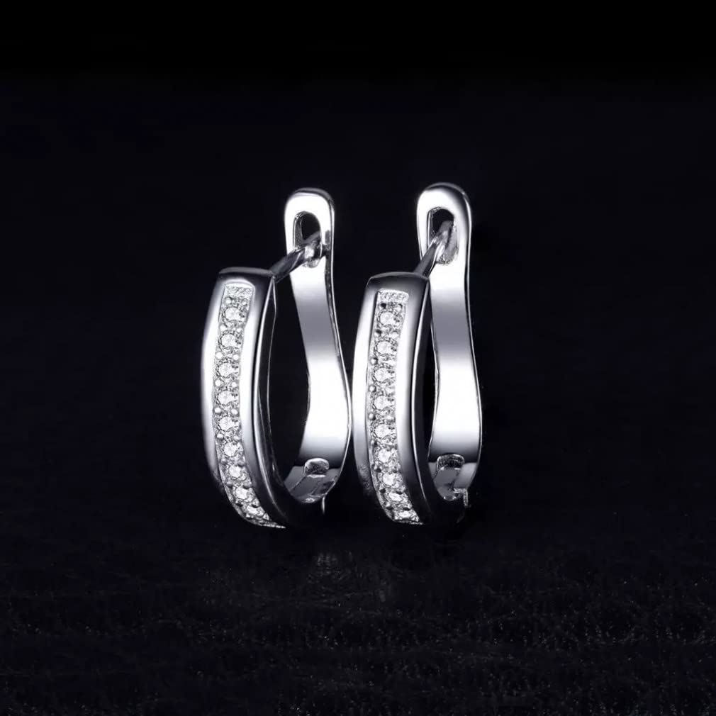 925 Sterling Silver Cubic Zirconia Huggie Earrings for Women - Elegant Bridal Wedding Clip-On Earrings | Perfect for Parties, Prom, Anniversary Gifts & Special Occasions
