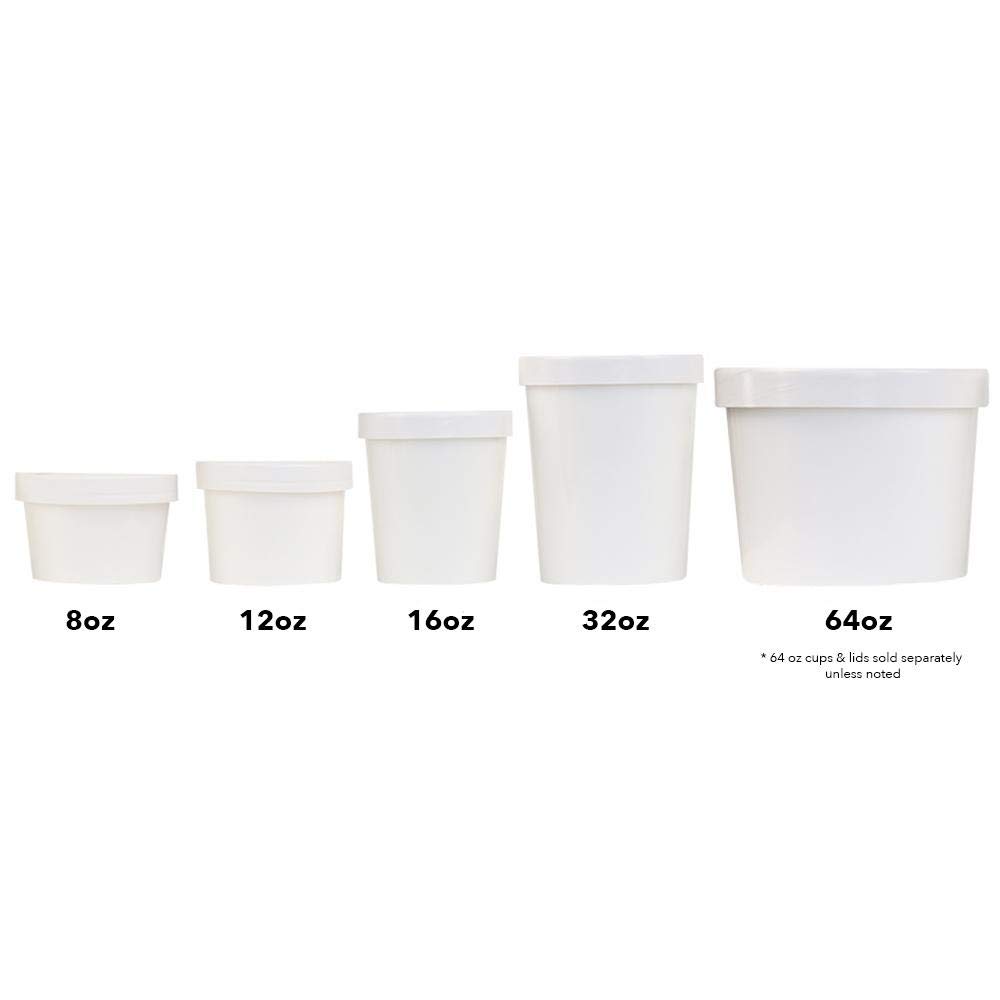 250-Count 64 oz Paper Non-vented Lids for To-Go Containers | Heavy Duty Glossy Finish | Perfect for Frozen Desserts, Ice Cream, Milkshakes & Takeout Food Storage