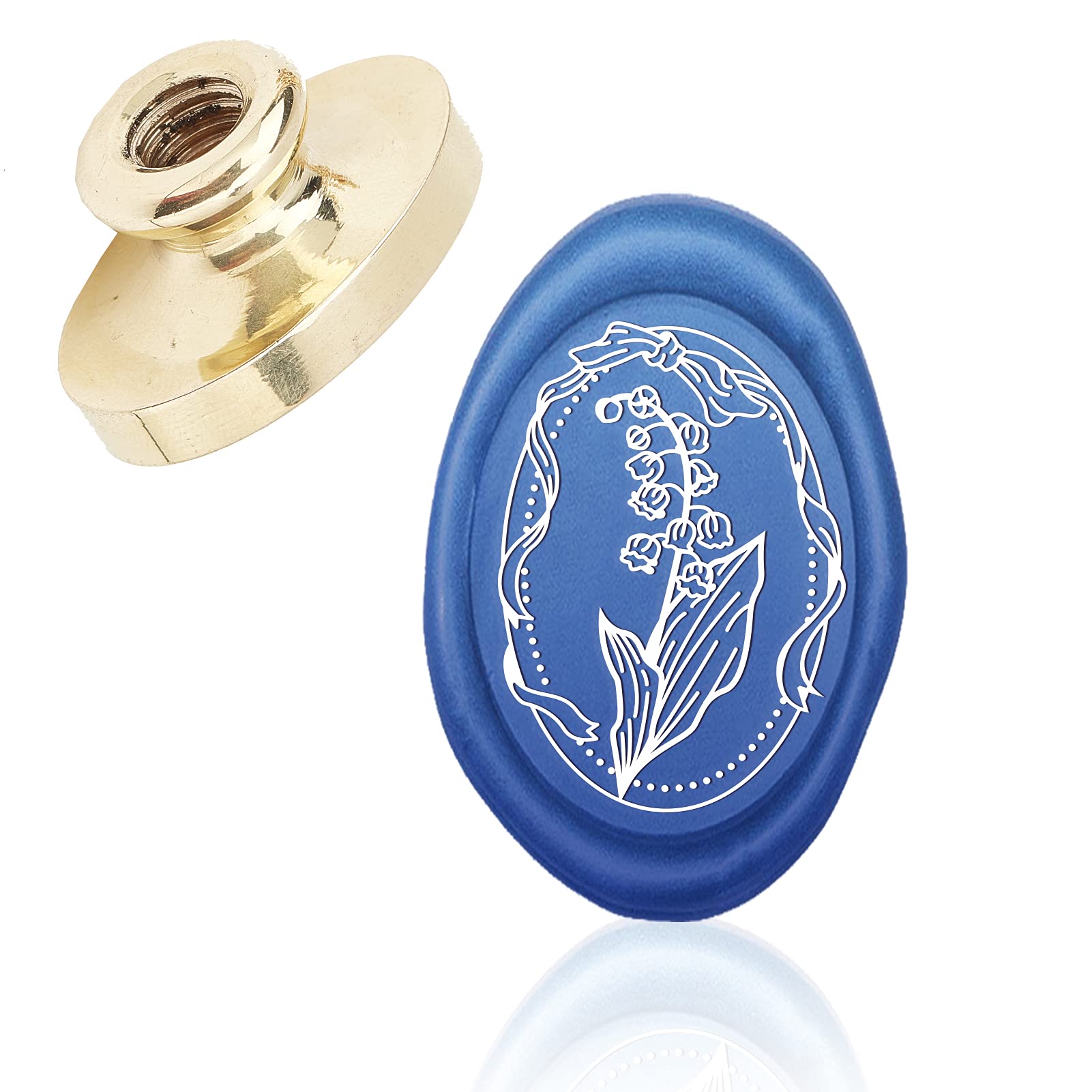 CRASPIRE Brass Wax Seal Stamp Head - Floral Oval Design for Envelopes, Cards, Invitations | Perfect for Weddings, Halloween, Christmas Parties & DIY Crafting | Replacement Seal Head Only (No Handle)