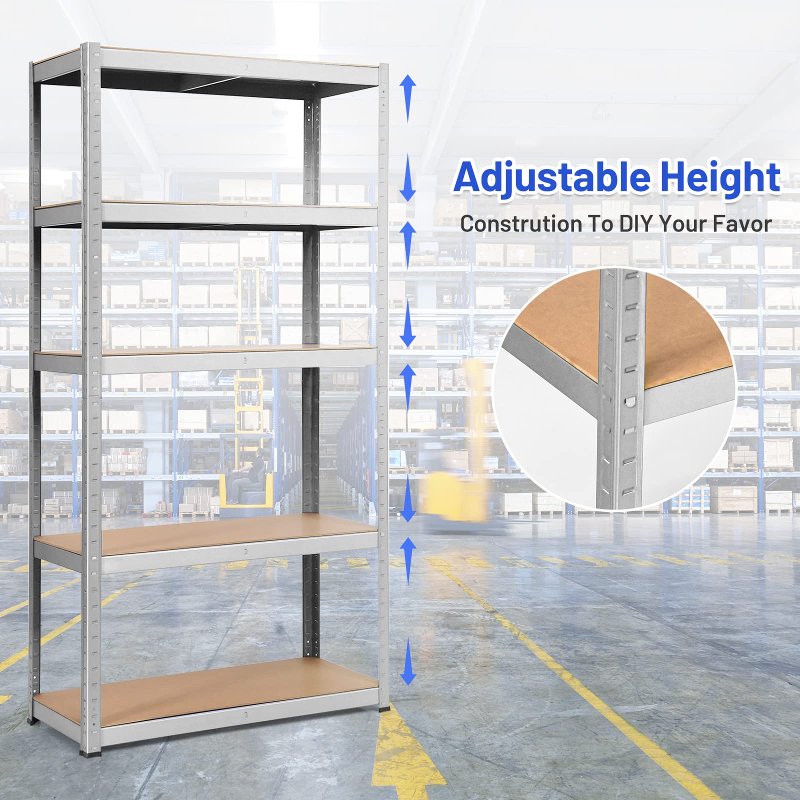 ERGOMASTER 5-Tier Heavy Duty Steel Shelving Unit - 72