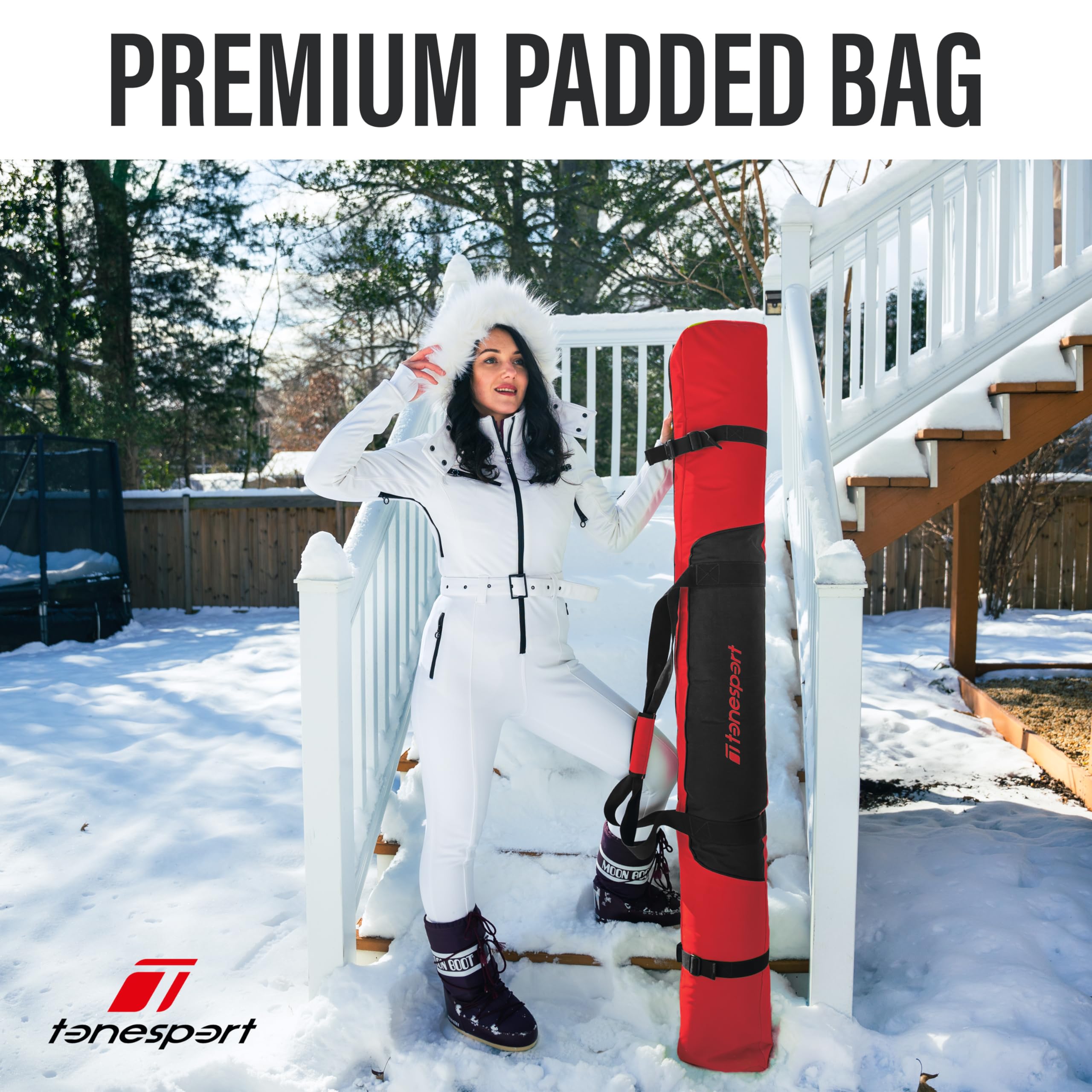 **Padded Waterproof Ski Bag for Air Travel - Durable Snow Ski Carrier up to 175cm - Perfect for Flying, Ski Trips & Winter Vacations**