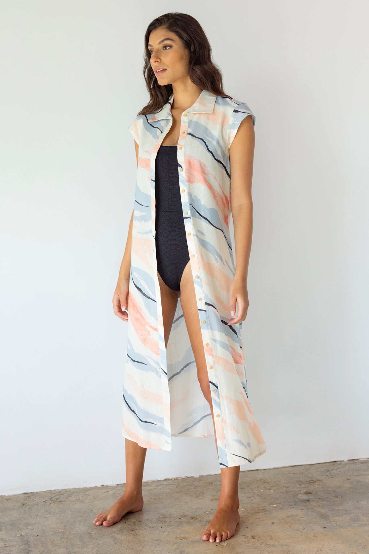 Marisol Duster Celestial Linen - Stylish Women's Lightweight Linen Duster Cardigan for Spring & Summer | Perfect for Beach Cover-Up, Boho Outfits, and Casual Wear