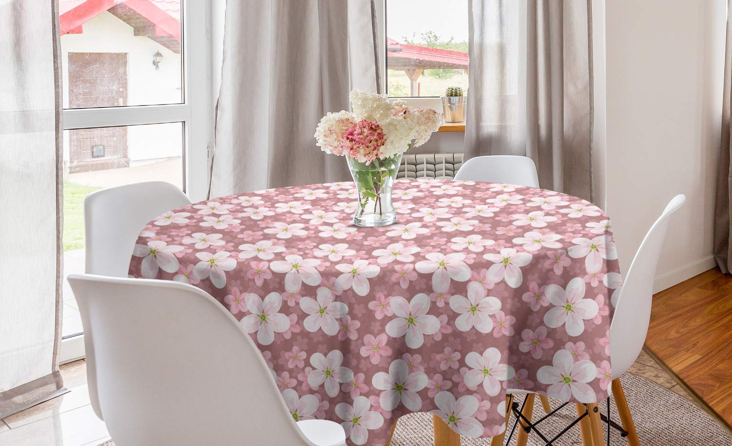 Ambesonne Floral Round Tablecloth - 60