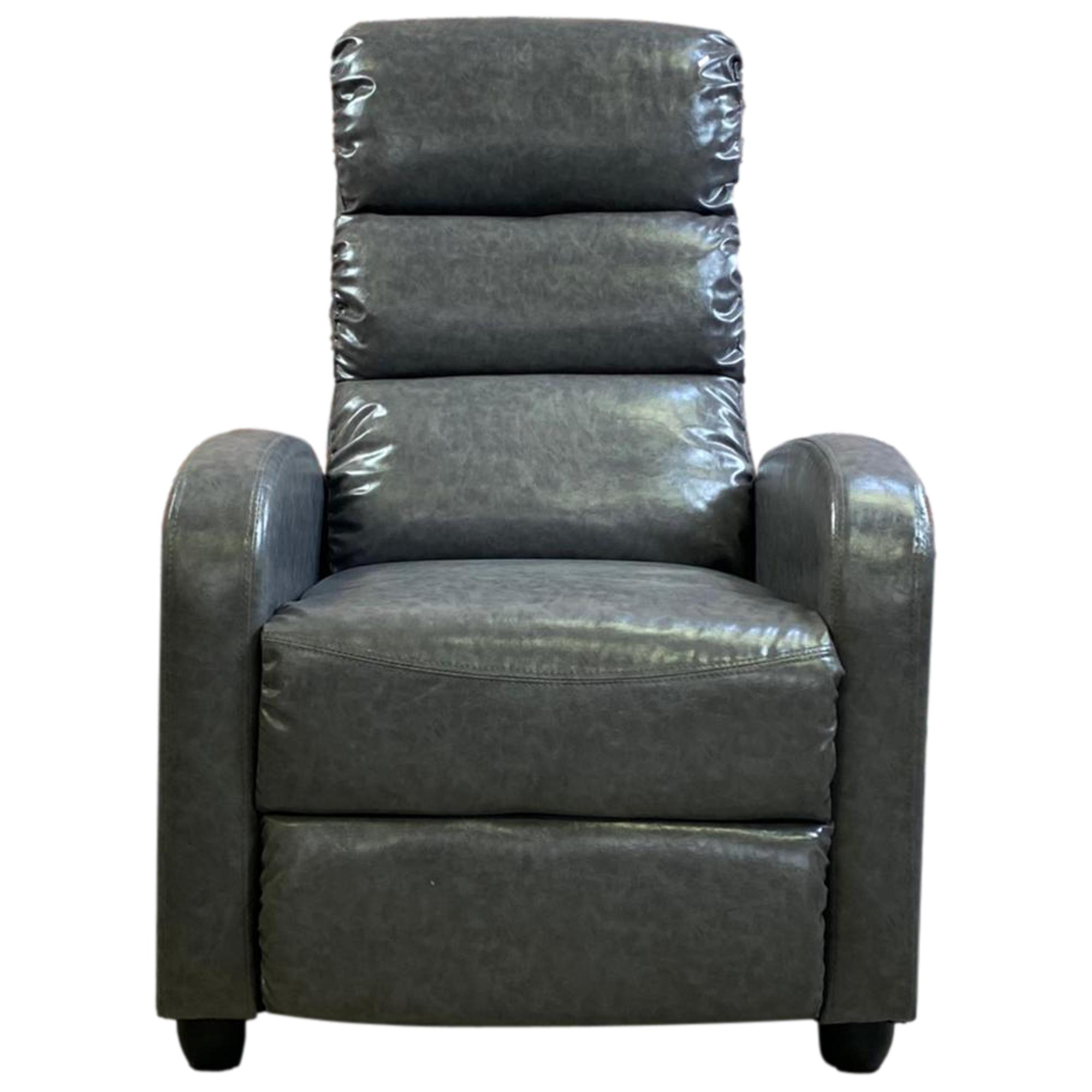 Premium 810 Theatre Gaming Recliner Chair - Ergonomic Grey Leather for Home Theater & Game Room Comfort