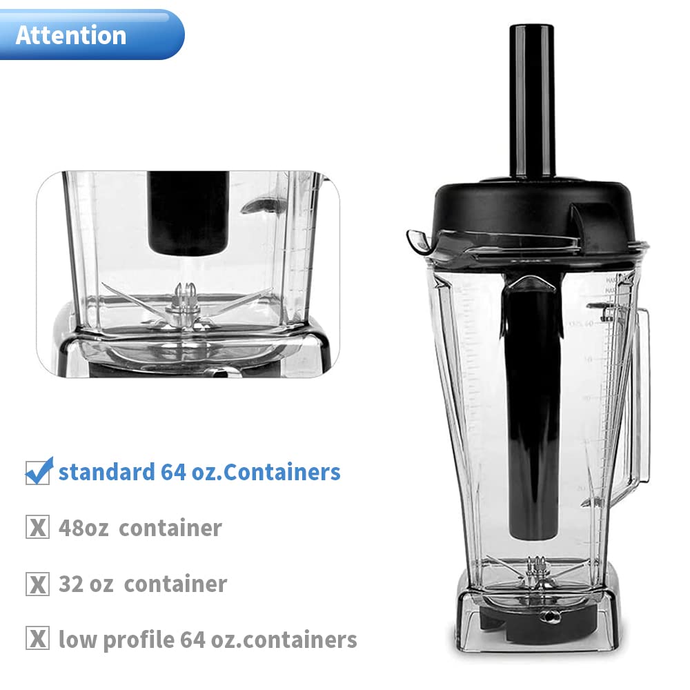 2-Pack Vitamix Blender Replacement Tamping Tool - Compatible with Classic Standard 64oz Containers (2 Pieces) - Perfect for Smoothies, Juicing & Food Processing