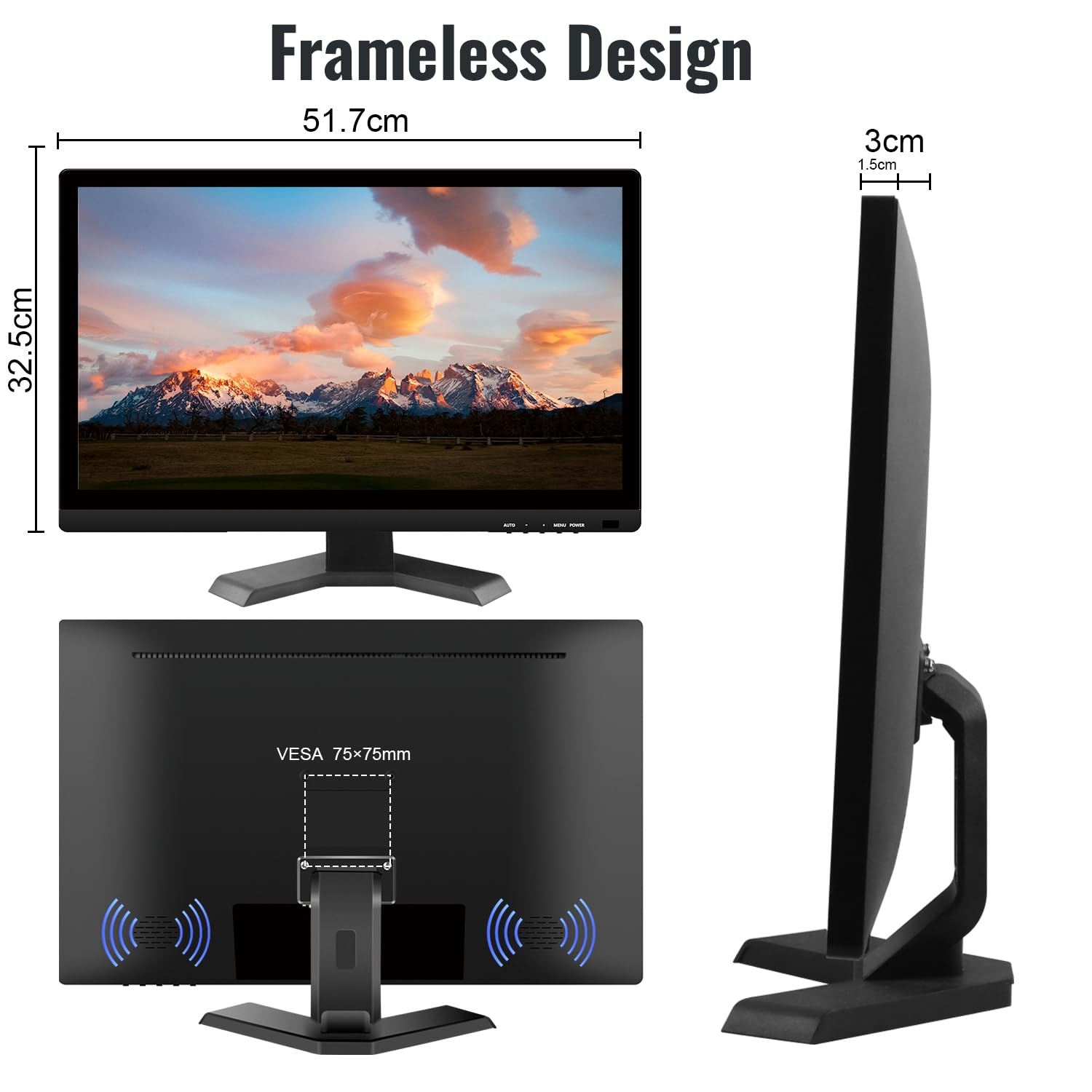 21.5 Inch Full HD Touchscreen Monitor - 1920x1080P Resolution, 10-Point Multi-Touch, HDMI/VGA/USB Ports, Built-in Speakers - Ideal for Digital Signage, Interactive Kiosks, and Creative Design Workstations