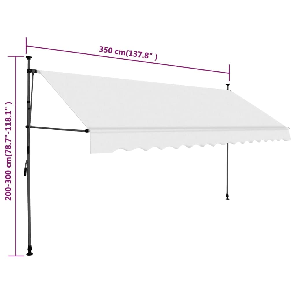 vidaXL Manual Retractable Awning with LED Lights, 118.1 Inch Cream - Perfect for Patio, Deck, and Outdoor Shade Cover