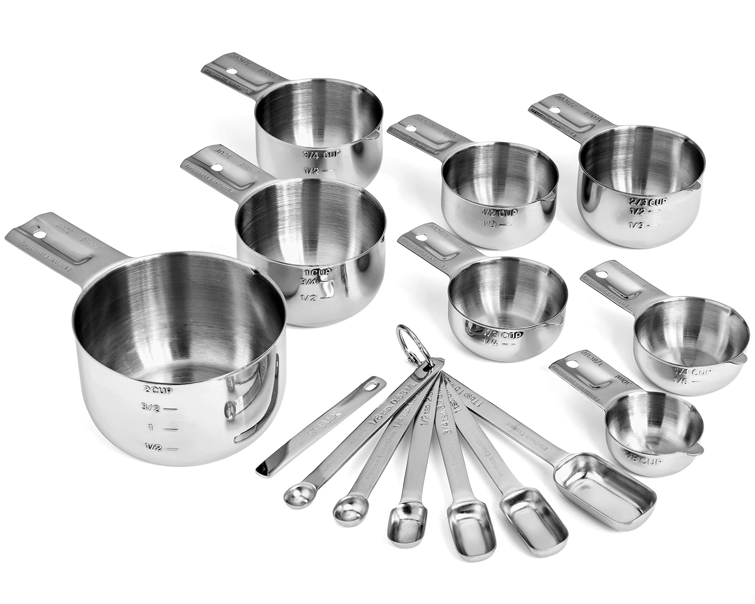 Premium Stainless Steel Measuring Cups and Spoons Set - 15 Piece Kitchen Essentials for Baking & Cooking | Dishwasher Safe, Rust Resistant for Professional & Home Use
