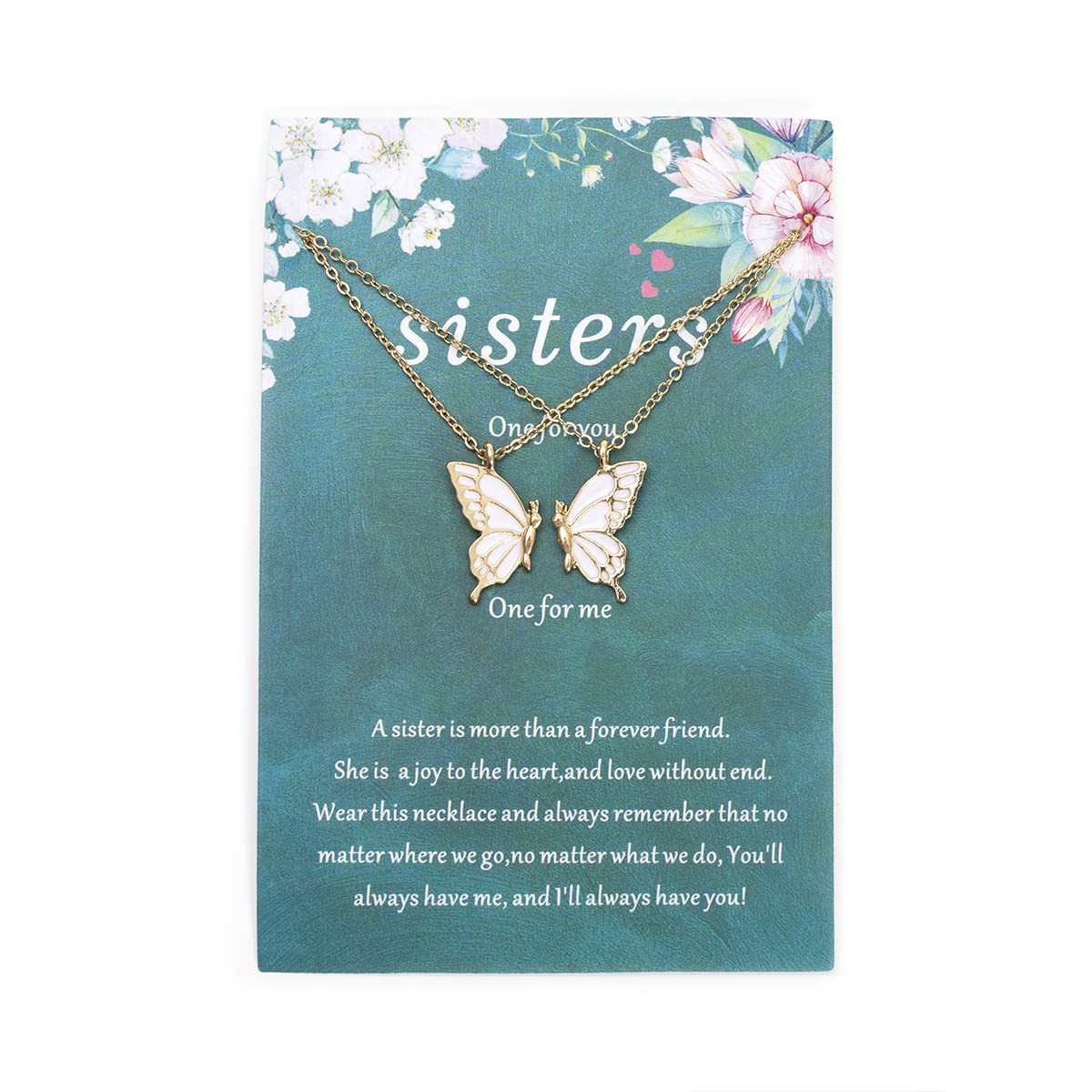 MTJAHPS Sister Necklaces - Gold Butterfly Wing Friendship Necklace Set, Best Friend Gifts for 2, Matching Jewelry for Sisters & BFFs | Perfect for Birthdays, Anniversaries, Valentine's Day & Special Occasions