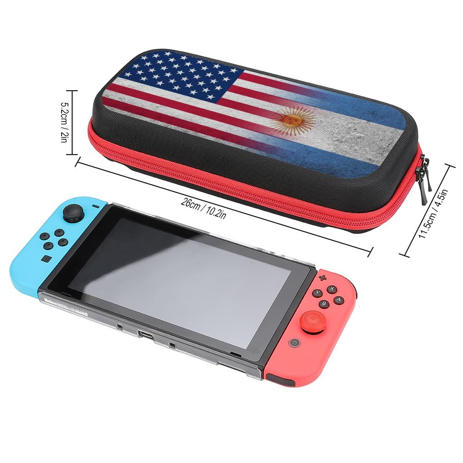 USA & Argentina Flag Nintendo Switch Carrying Case - Portable Travel Cover with 20 Game Card Slots | Perfect for Gaming On-The-Go & Travel Accessories