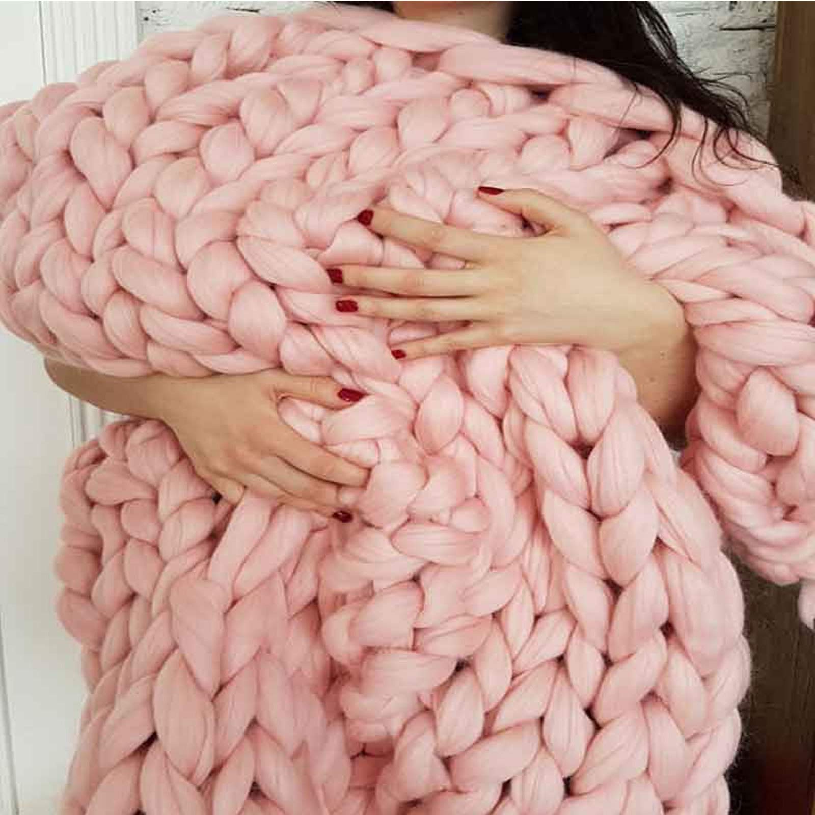Handmade Chunky Knit Throw Blanket - 100% Premium Knitted Blanket in Gold Yellow, Ultra Soft & Cozy Home Decor for Couch, Bed, Sofa, Chair - Perfect Gift (80x80 inches) - Ideal for Living Room, Bedroom & Winter Snuggles