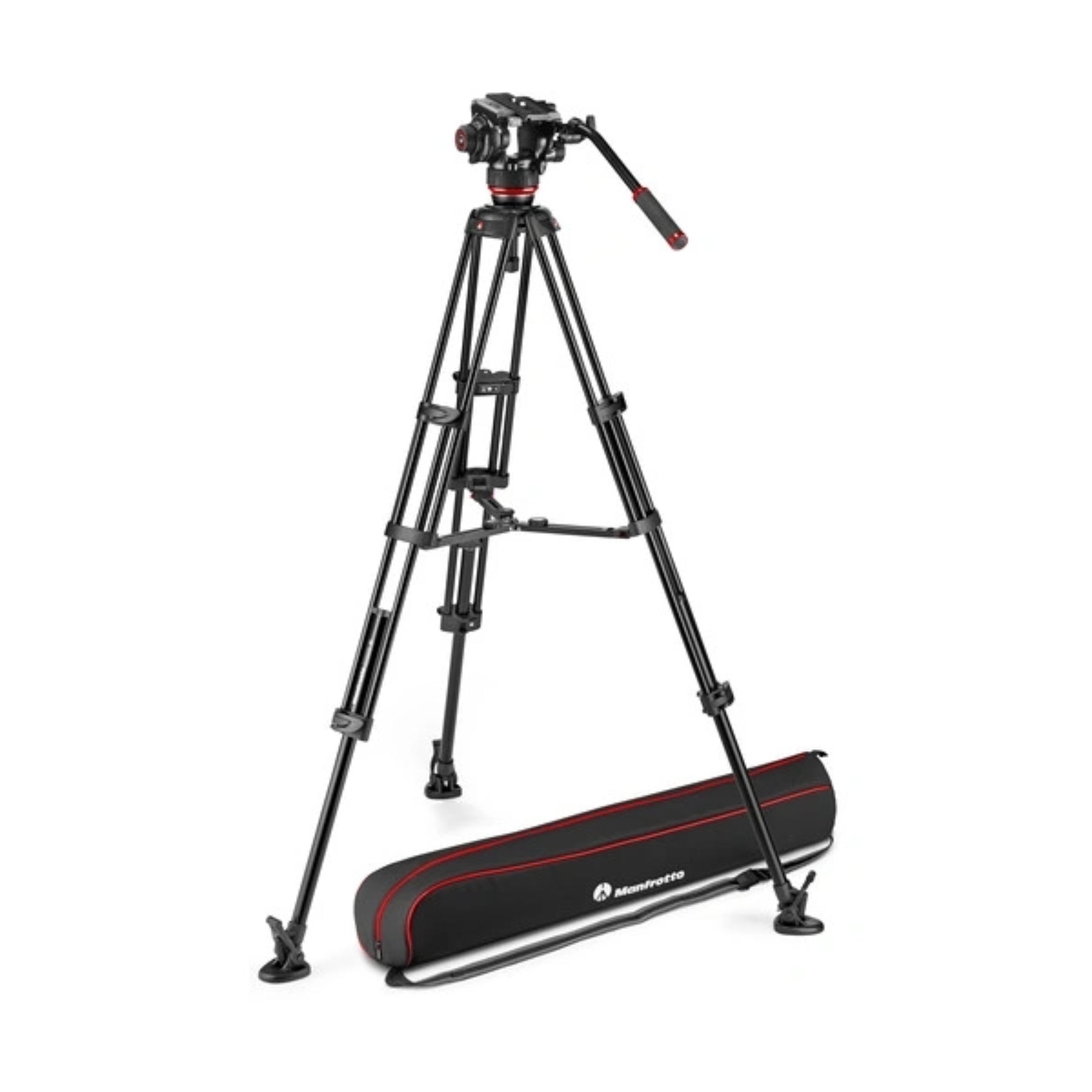 Manfrotto 504X Professional Fluid Video Head & MVTTWINMA Aluminum Tripod with Mid-Level Spreader - Perfect for DSLR Cameras, Video Production & Outdoor Filmmaking