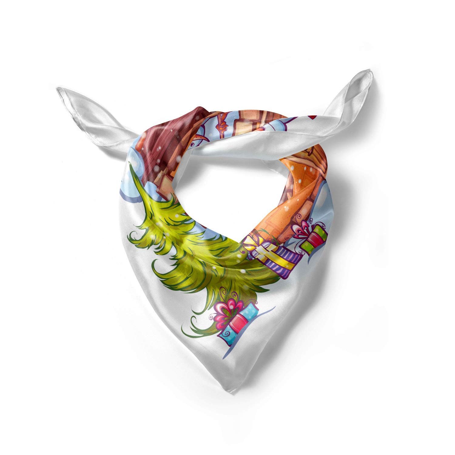 Ambesonne Christmas Headscarf - Festive Cartoon House Print Hijab Scarf for Women, Holiday Gift & Winter Fashion Accessory (Perfect for Christmas Parties, Church Events & Family Gatherings)