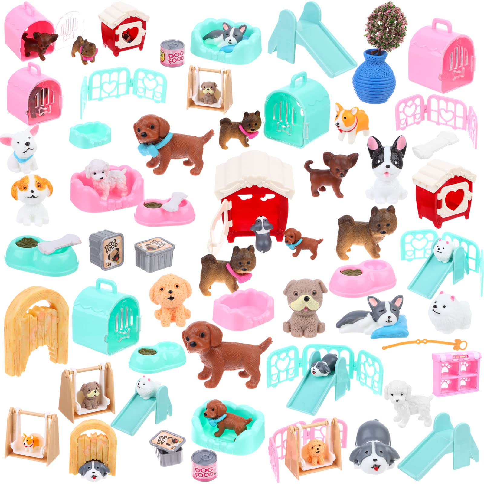 Realistic Dog Figurines Playset - 12PCS Plastic Pet Role Play Toys for Kids, Educational Animal Figures for Pretend Play, Dog Lover Gifts & Cake Toppers - Perfect for Birthday Parties, Classroom Learning & Home Decor