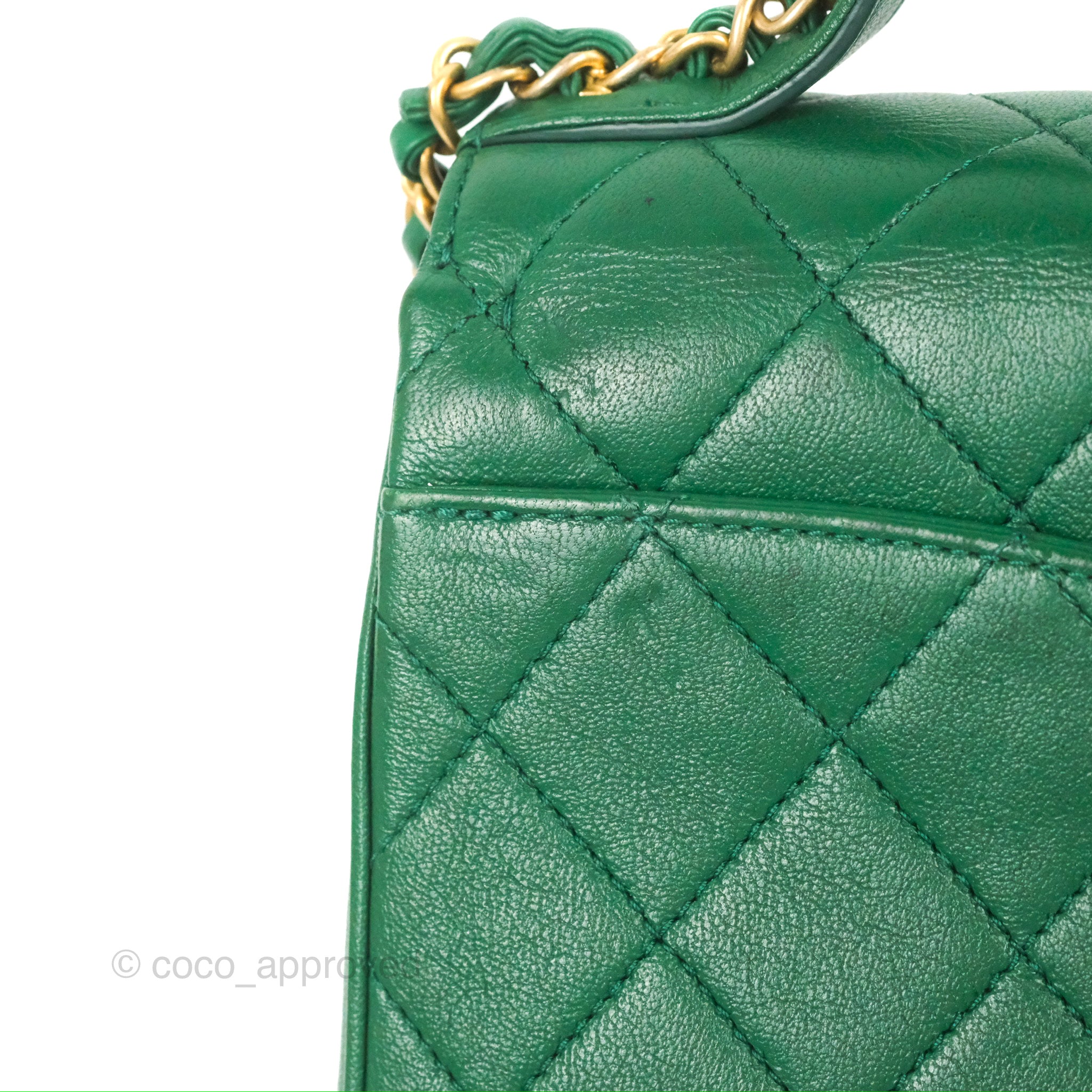 Chanel Chain Infinity Top Handle Bag - Green Lambskin Leather with Aged Gold Hardware - Luxury Crossbody Shoulder Bag for Women, Perfect for Parties, Weddings & Evening Events