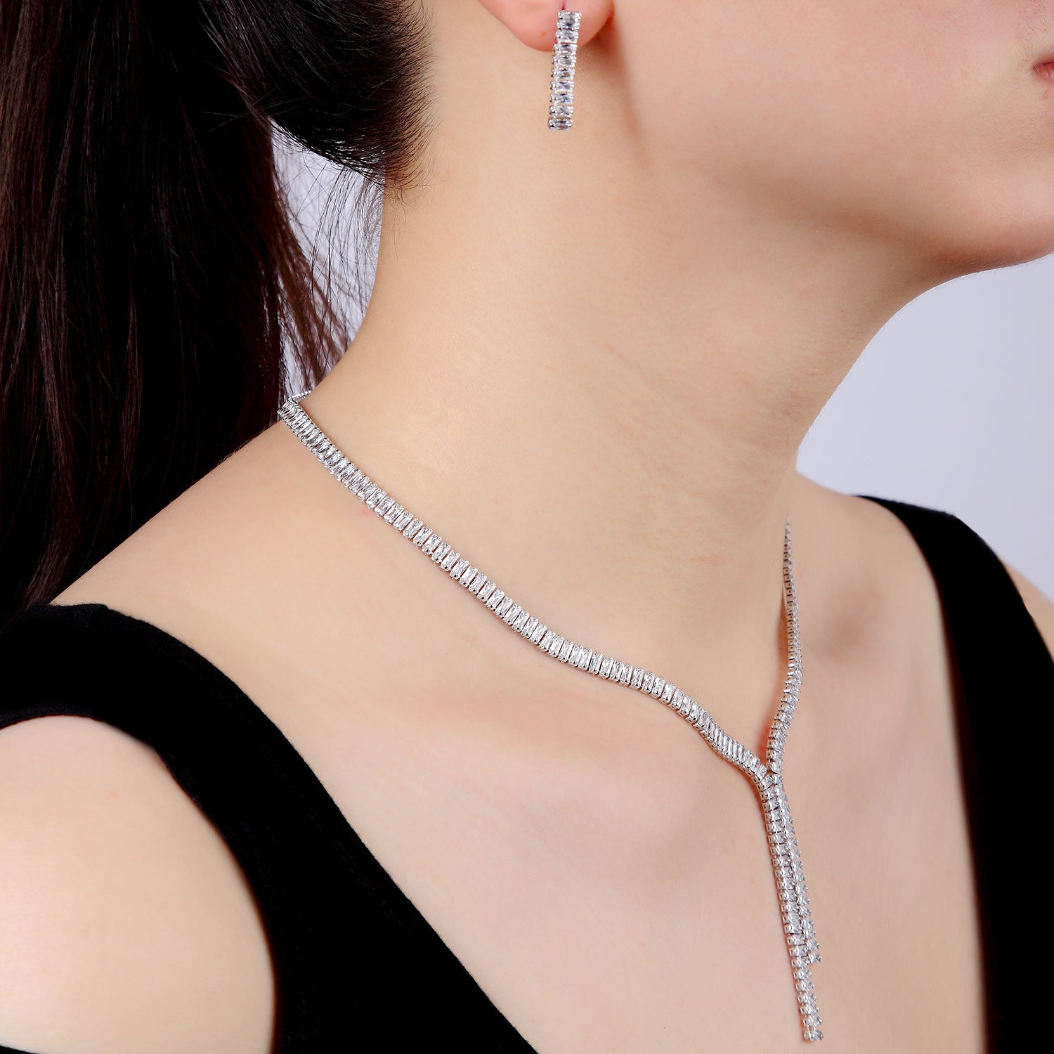 Elegant Cubic Zirconia Bridal Jewelry Set - Necklace & Earrings for Weddings, Engagements & Formal Occasions | CN10263
