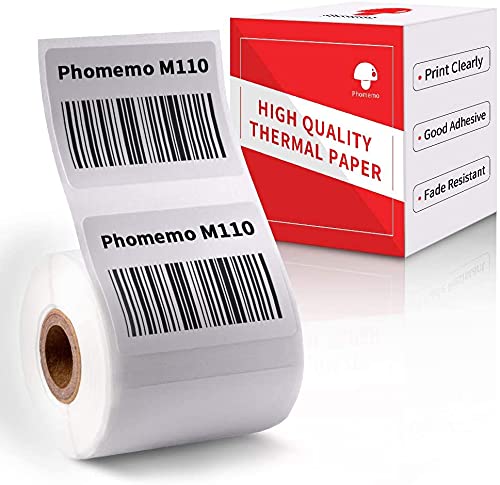 Phomemo M110 Portable Bluetooth Barcode Label Printer - 40×30mm Thermal Sticker Printer for Retail, Shipping, Jewelry & Cable Labeling | iOS & Android Compatible | Perfect for Small Business & Home Organization (Black)